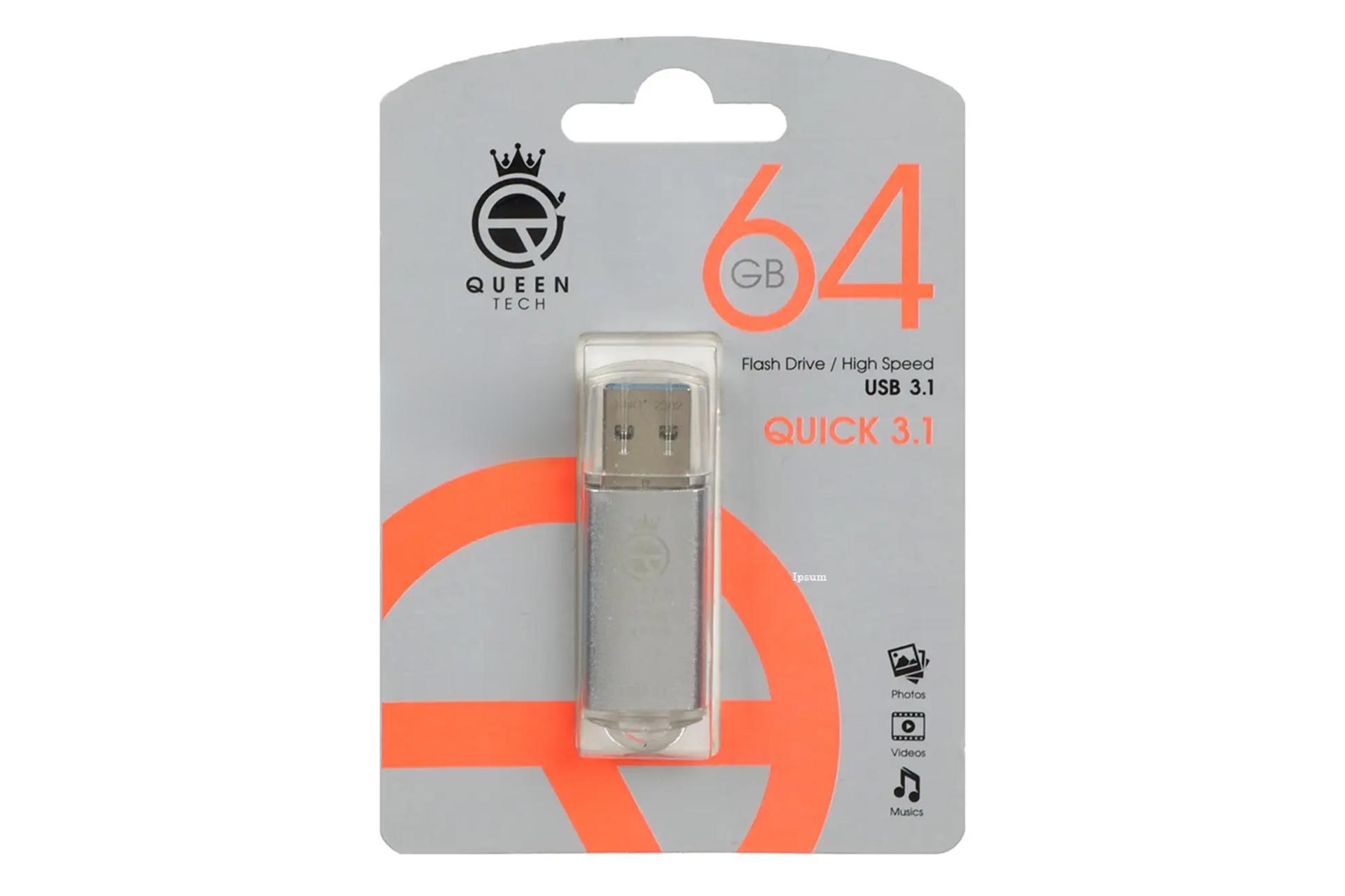 جعبه فلش مموری کوئین تک Queen Tech QUICK 64GB USB 3.1