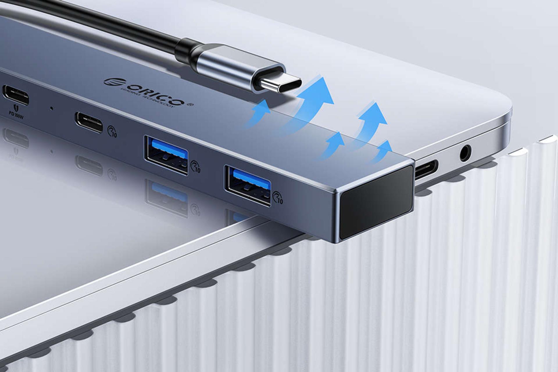 بدنه آلومینیومی هاب USB-C اوریکو 4 پورت مدل DHY-2U2C