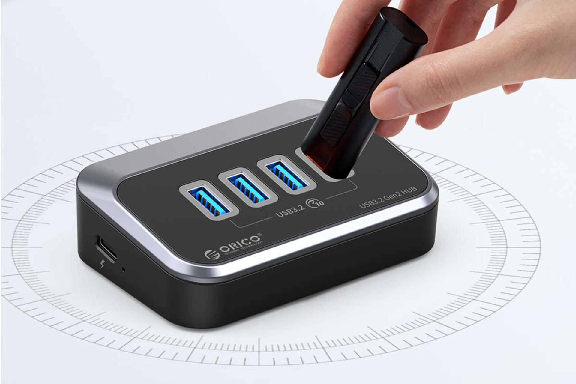 سرعت انتقال اطلاعات هاب USB-C اوریکو 4 پورت مدل M34A-G2