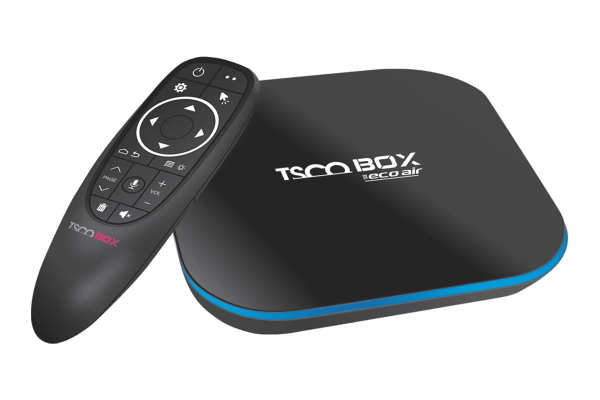 مرجع متخصصين ايران نماي كلي اندرويد باكس تسكو TAB ECO AIR با نمايش نورپردازي لبه جلويي و ريموت كنترل