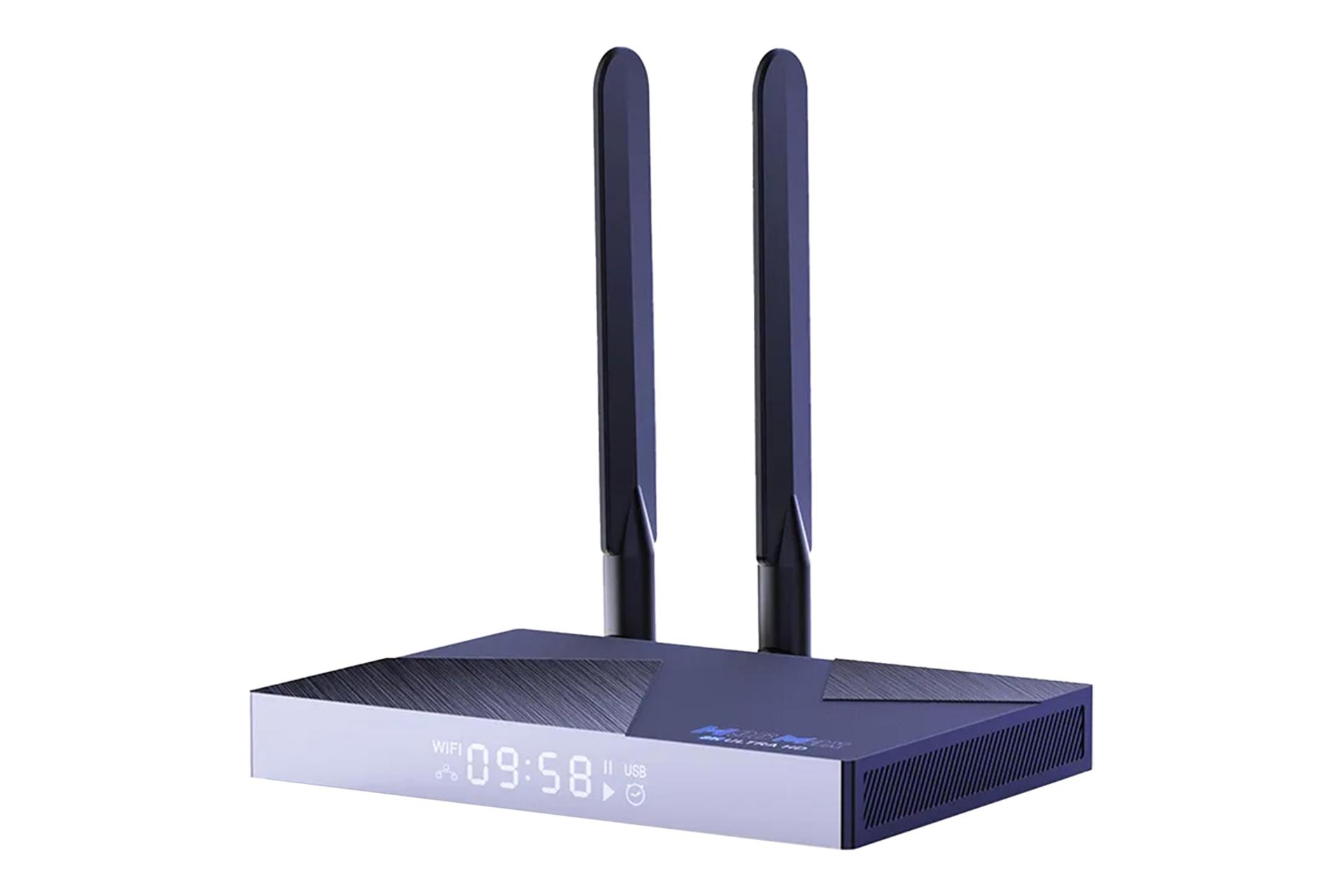 نمای نیمرخ اندروید باکس اچ 96 Max V58 با نمایش لبه جلو و سمت راست
