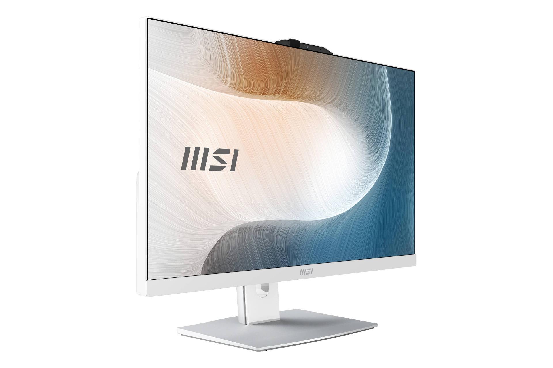 نمای نیمرخ کامپیوتر همه کاره Modern AM242P 1M ام اس آی با نمایش لبه سمت چپ رنگ سفید