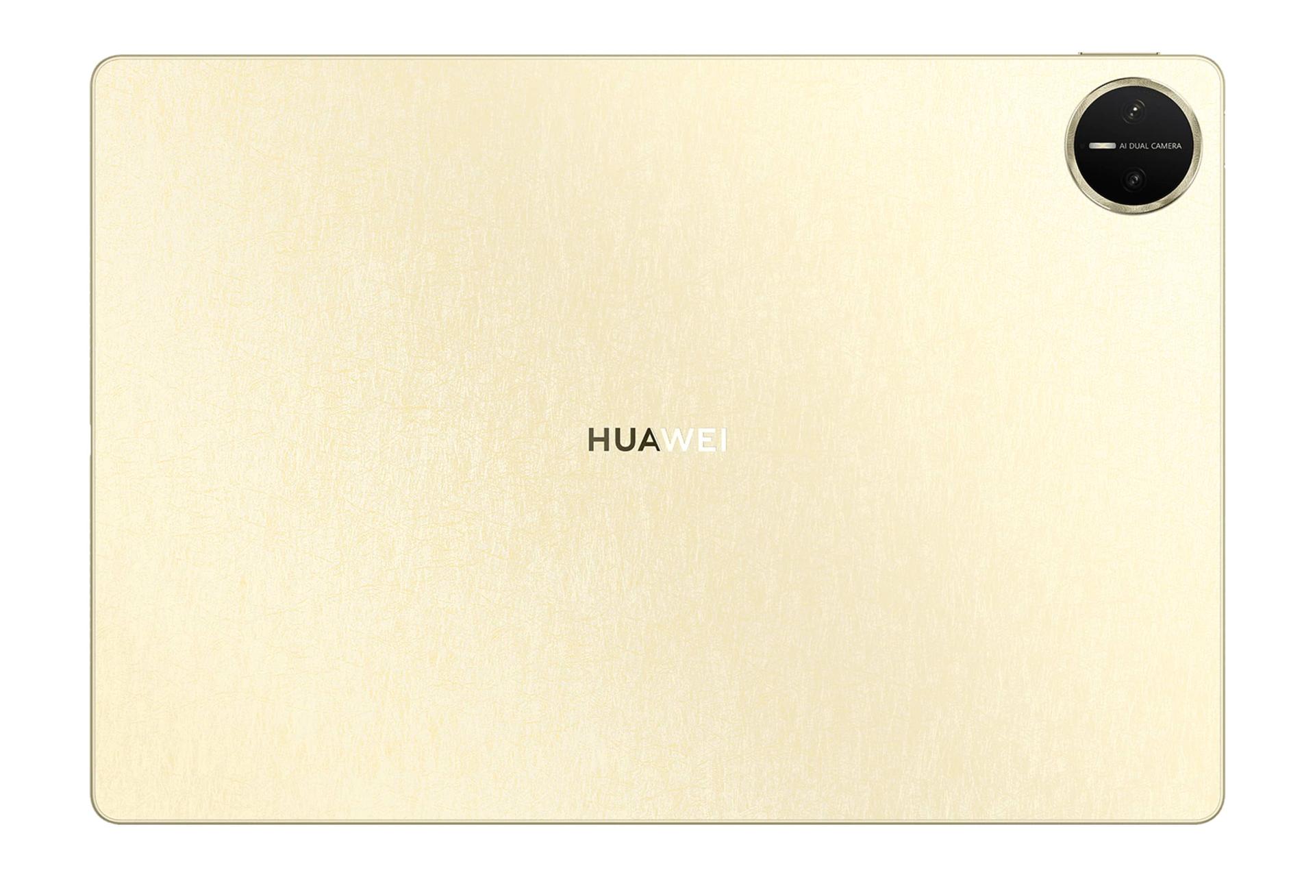 نمای پنل پشت تبلت میت پد پرو 13.2 هواوی نسخه 2024 / Huawei MatePad Pro 13.2 2024 با نمایش لوگو و دوربین های پنل پشت رنگ طلایی