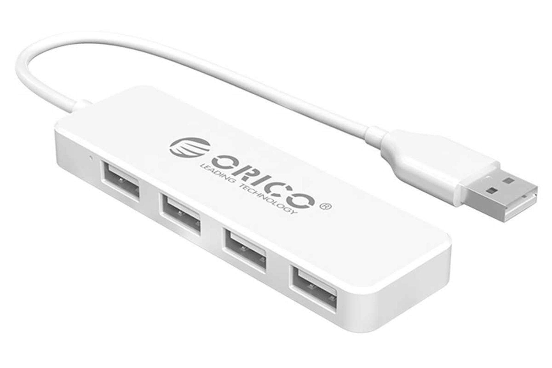 نمای سمت چپ هاب USB-A اوریکو 4 پورت مدل FL01 رنگ سفید
