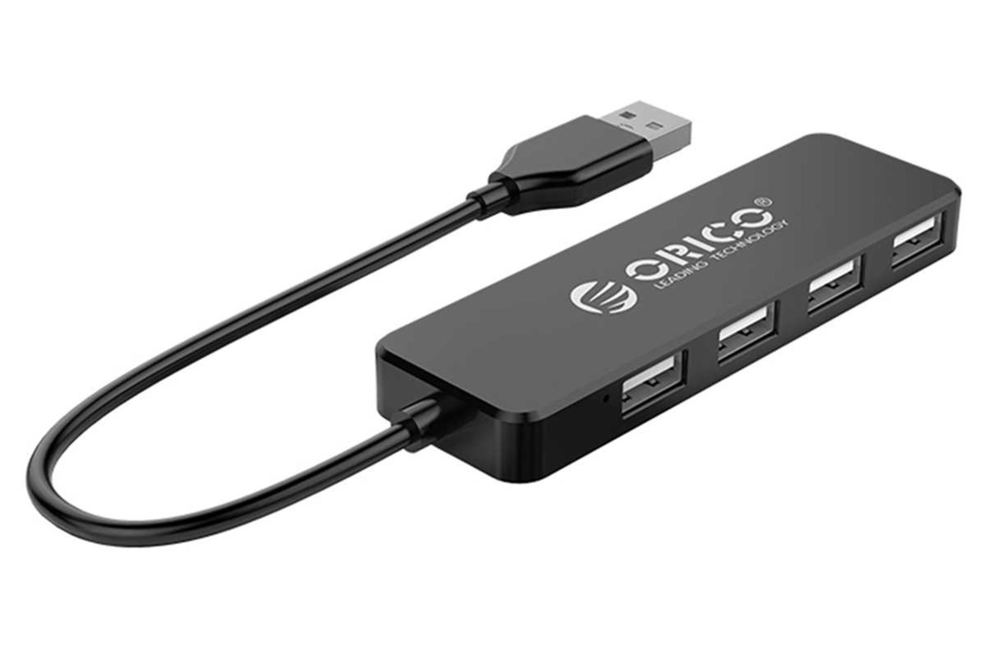 نمای سمت چپ هاب USB-A اوریکو 4 پورت مدل FL01 رنگ مشکی