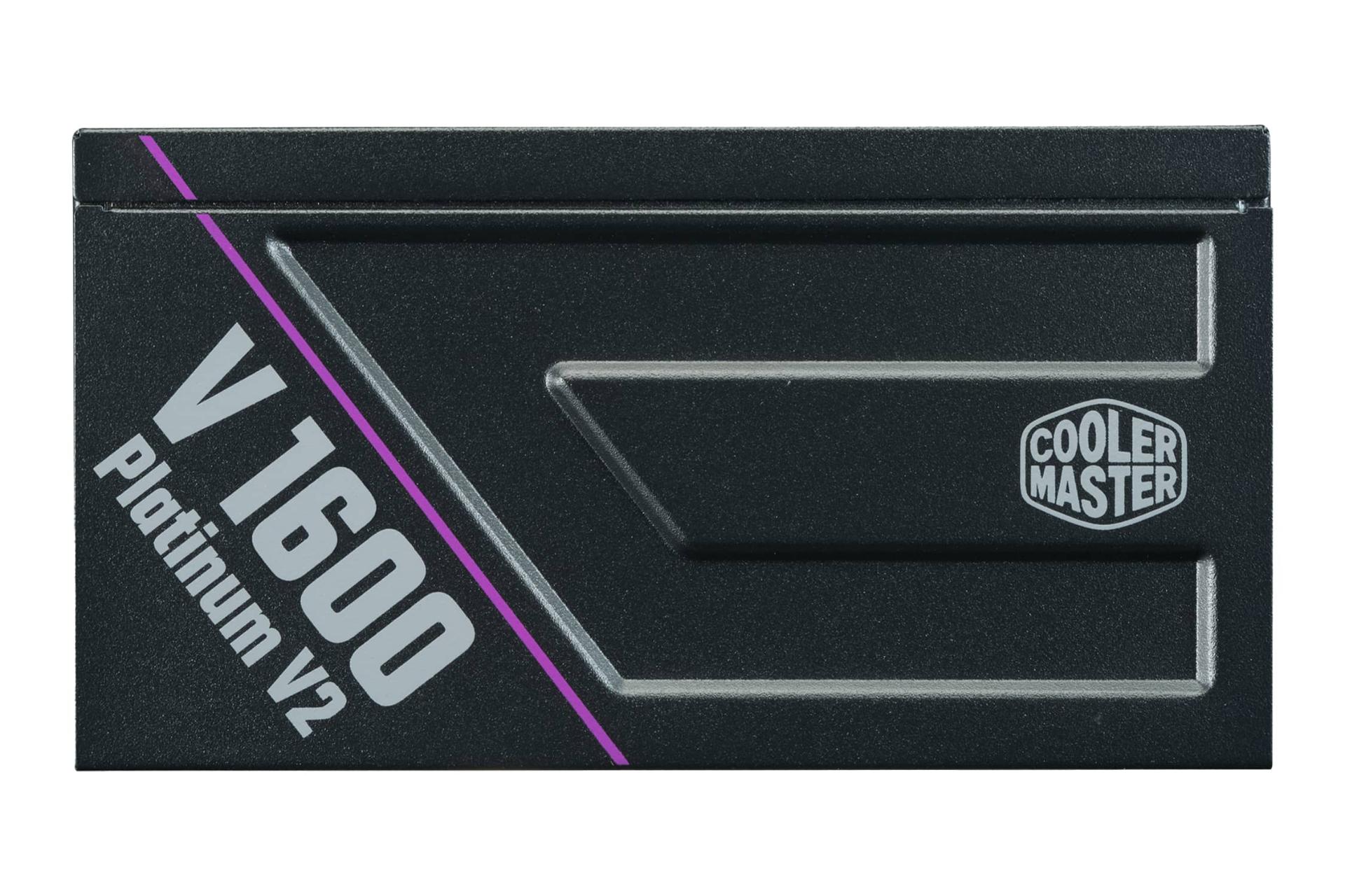 نمای پنل کناری پاور کامپیوتر کولر مستر V Platinum 1600 V2 با توان 1600 وات با نمایش پنل سمت چپ و لوگو