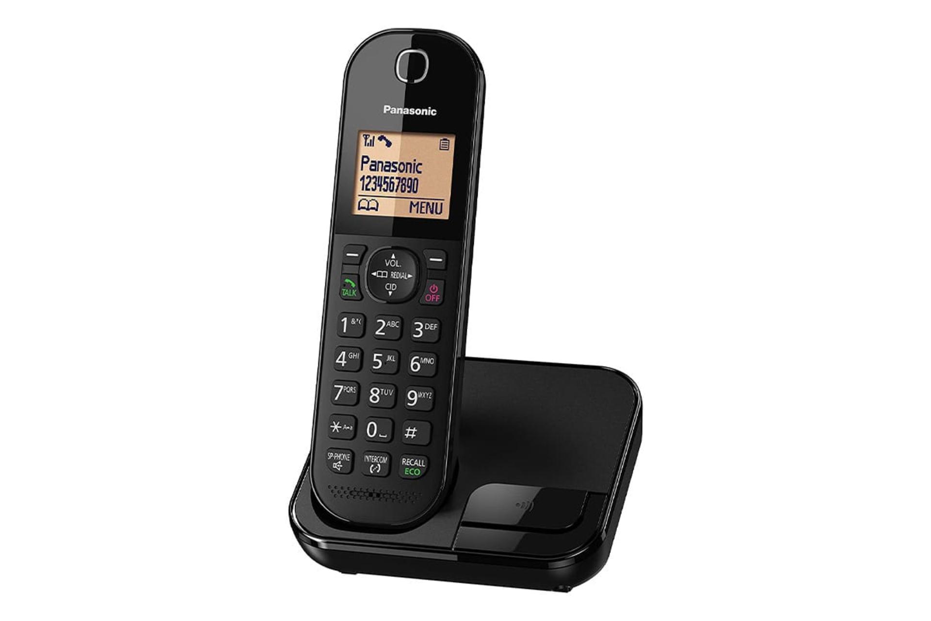 نمای نیمرخ تلفن پاناسونیک KX-TGC413 با نمایش پایه اصلی و گوشی بی سیم