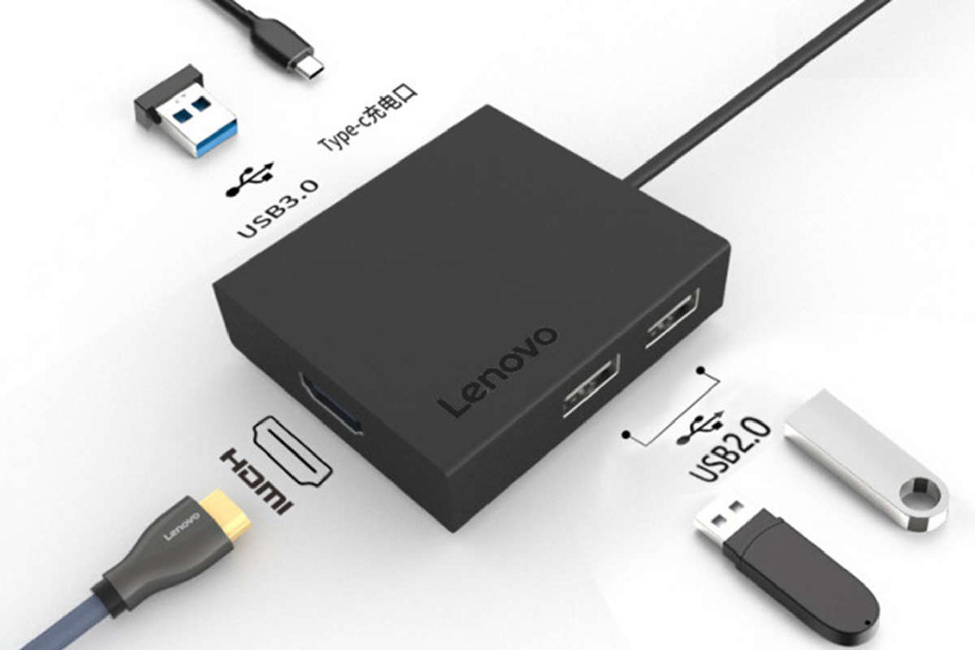 انتقال اطلاعات هاب USB-C لنوو 5 پورت مدل C150