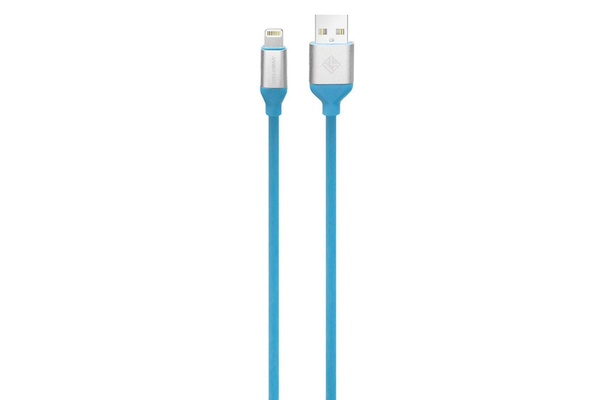 کابل شارژ USB کلومن Type-A به Lightning مدل KD-59 با طول 1 متر رنگ آبی