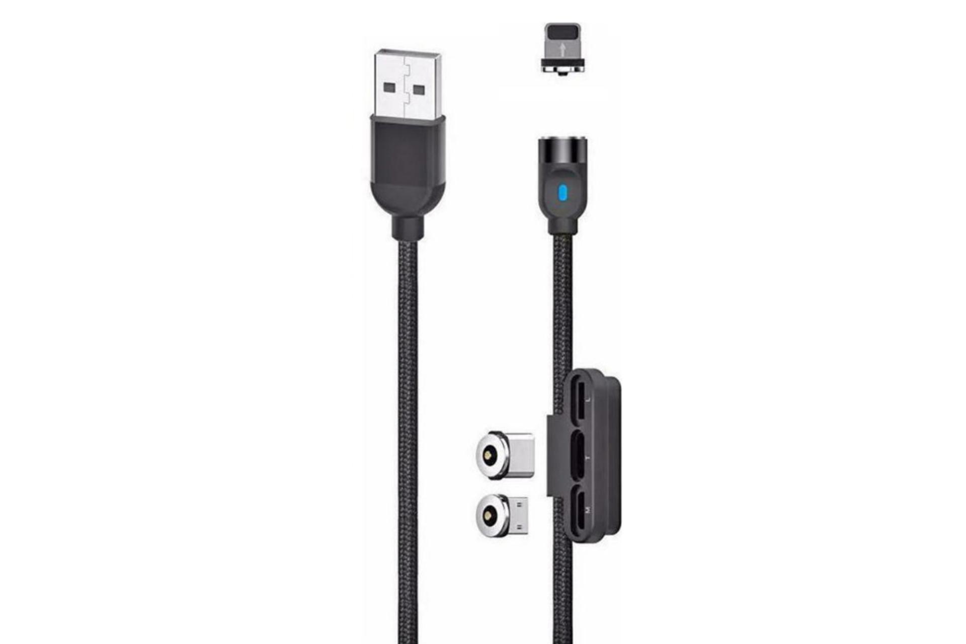 کابل شارژ USB ایکس او Type-A به Type-C+Micro-USB+Lightning مدل NB128 3in1 با طول 1 متر