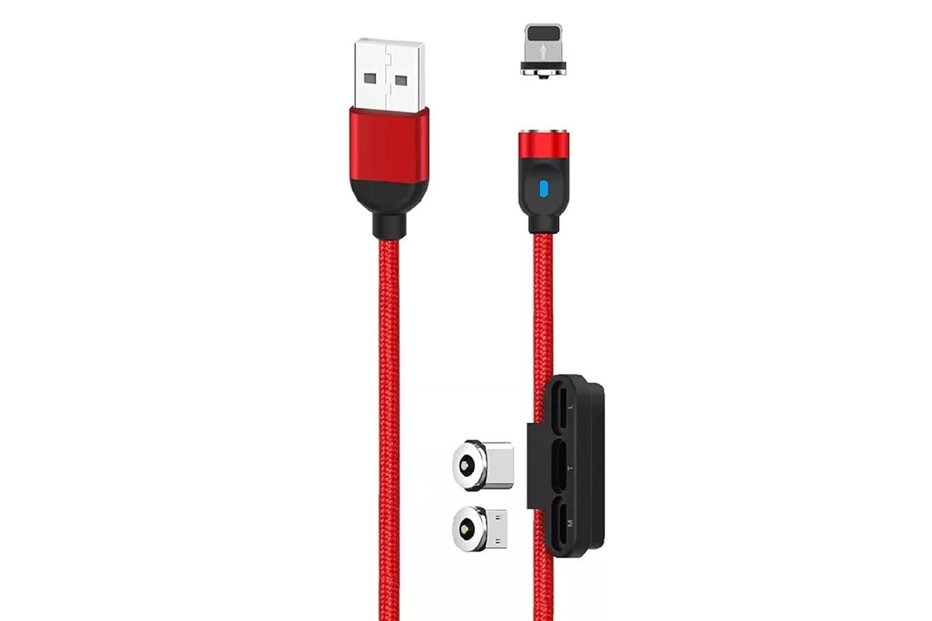 کابل شارژ USB ایکس او Type-A به Type-C+Micro-USB+Lightning مدل NB128 3in1 با طول 1 متر