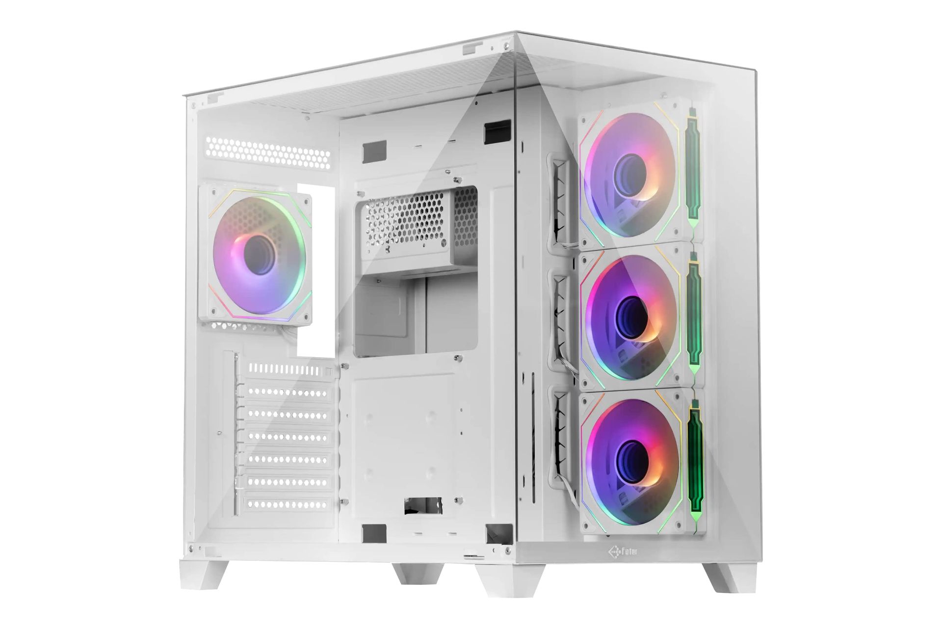 نمای نیمرخ کیس کامپیوتر فاطر FG-880W با نمایش پنل جلو و سمت چپ