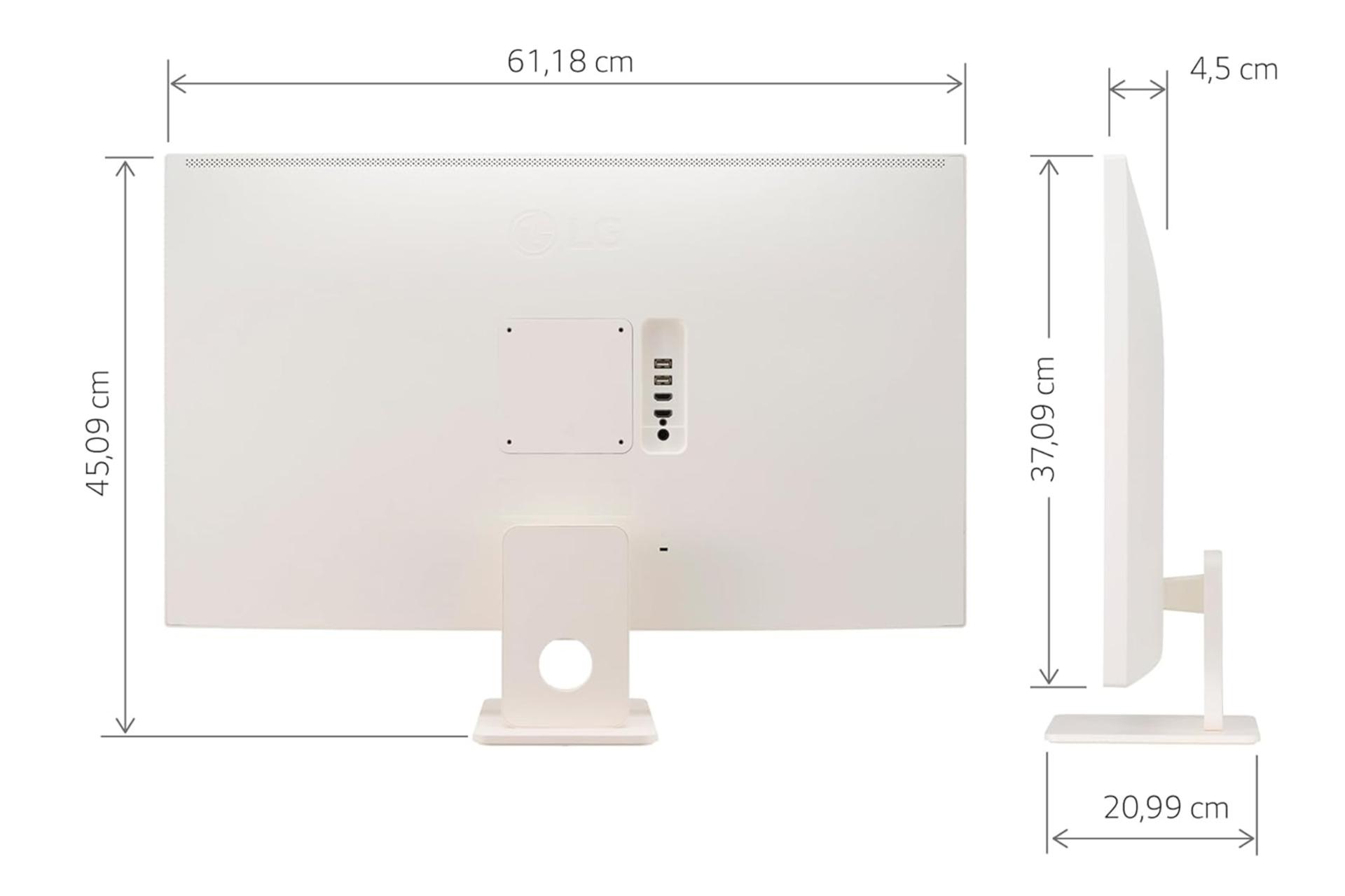ابعاد و اندازه مانیتور ال جی 27 اینچ مدل MyView 27SR50F