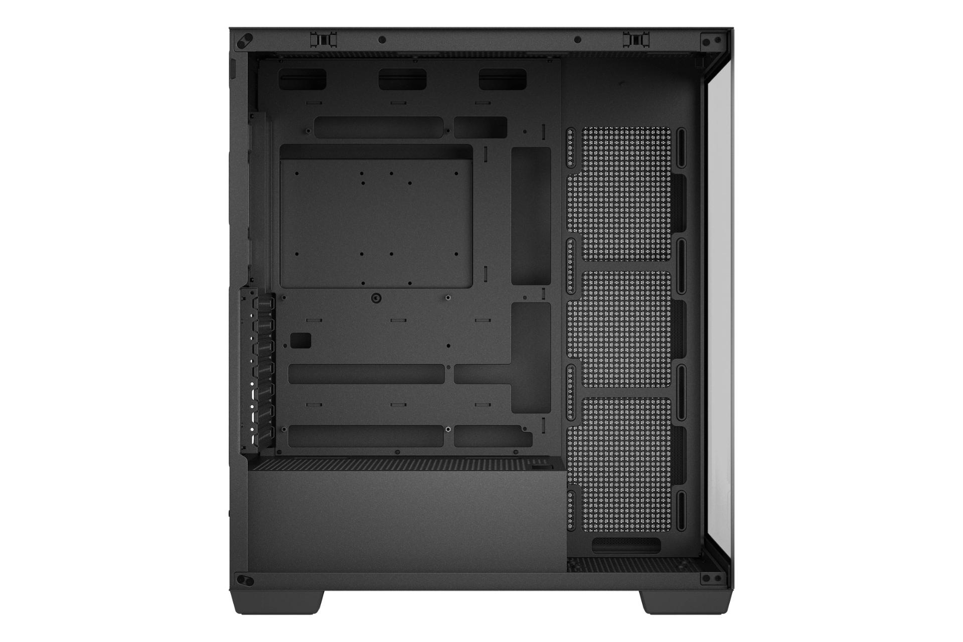 نمای داخلی کیس کامپیوتر دیپ کول CG580 با نمایش محل نصب مادربرد رنگ مشکی