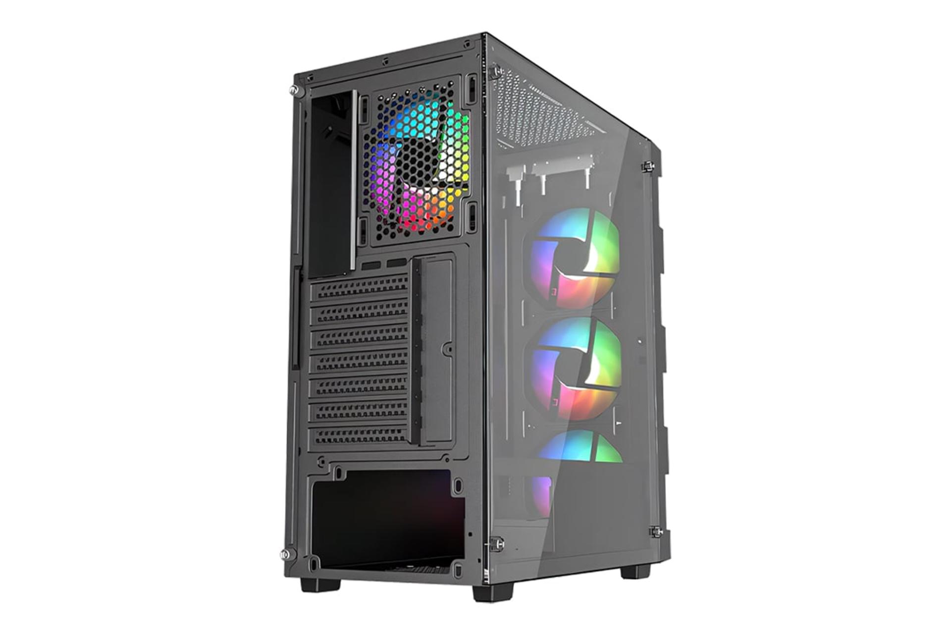 نمای نیمرخ پنل پشت کیس کامپیوتر تویستد مایندز Titan با نمایش پنل پشت رنگ مشکی