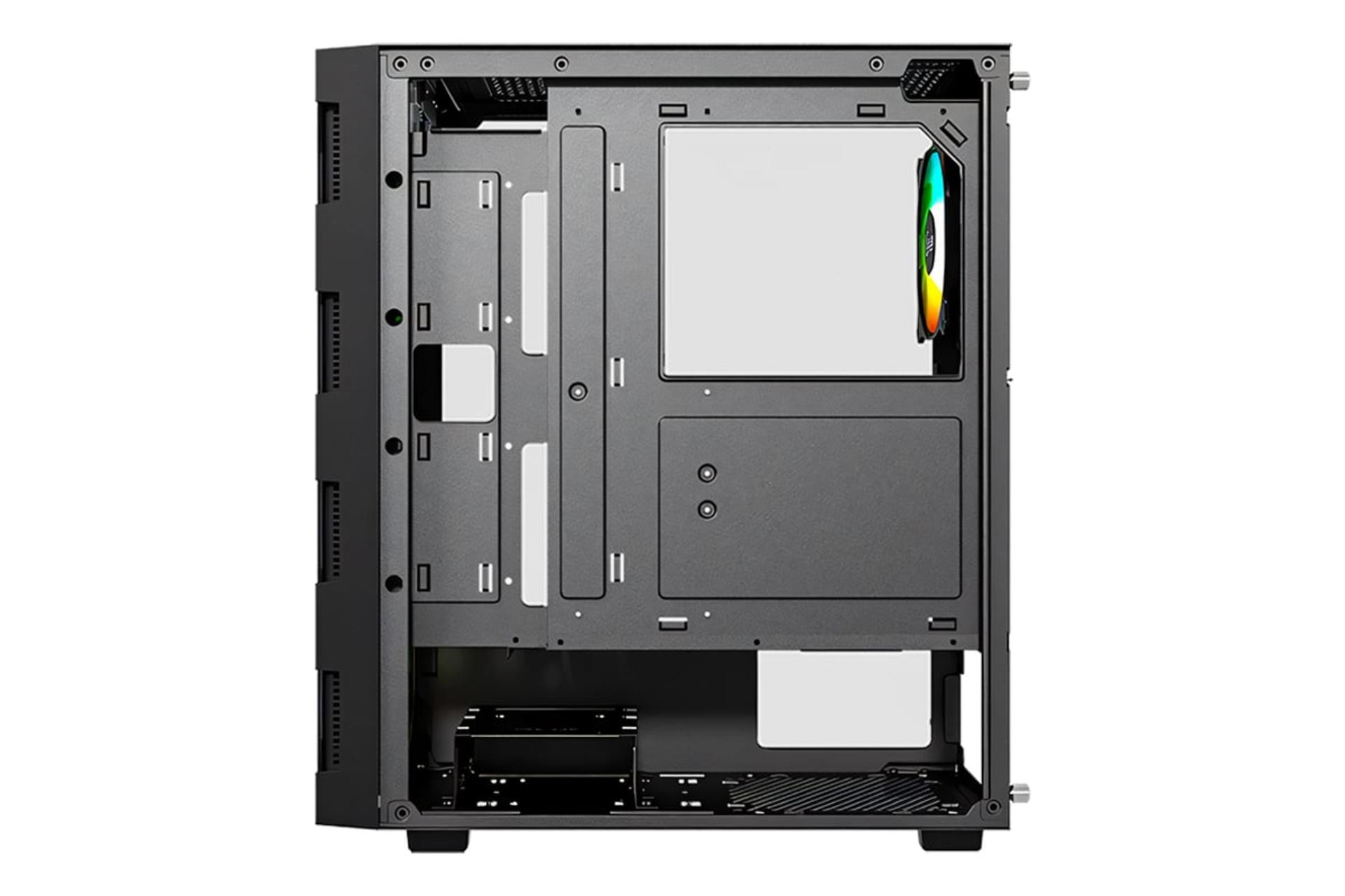 نمای داخلی پنل سمت راست کیس کامپیوتر تویستد مایندز Titan با نمایش محل نصب پاور رنگ مشکی