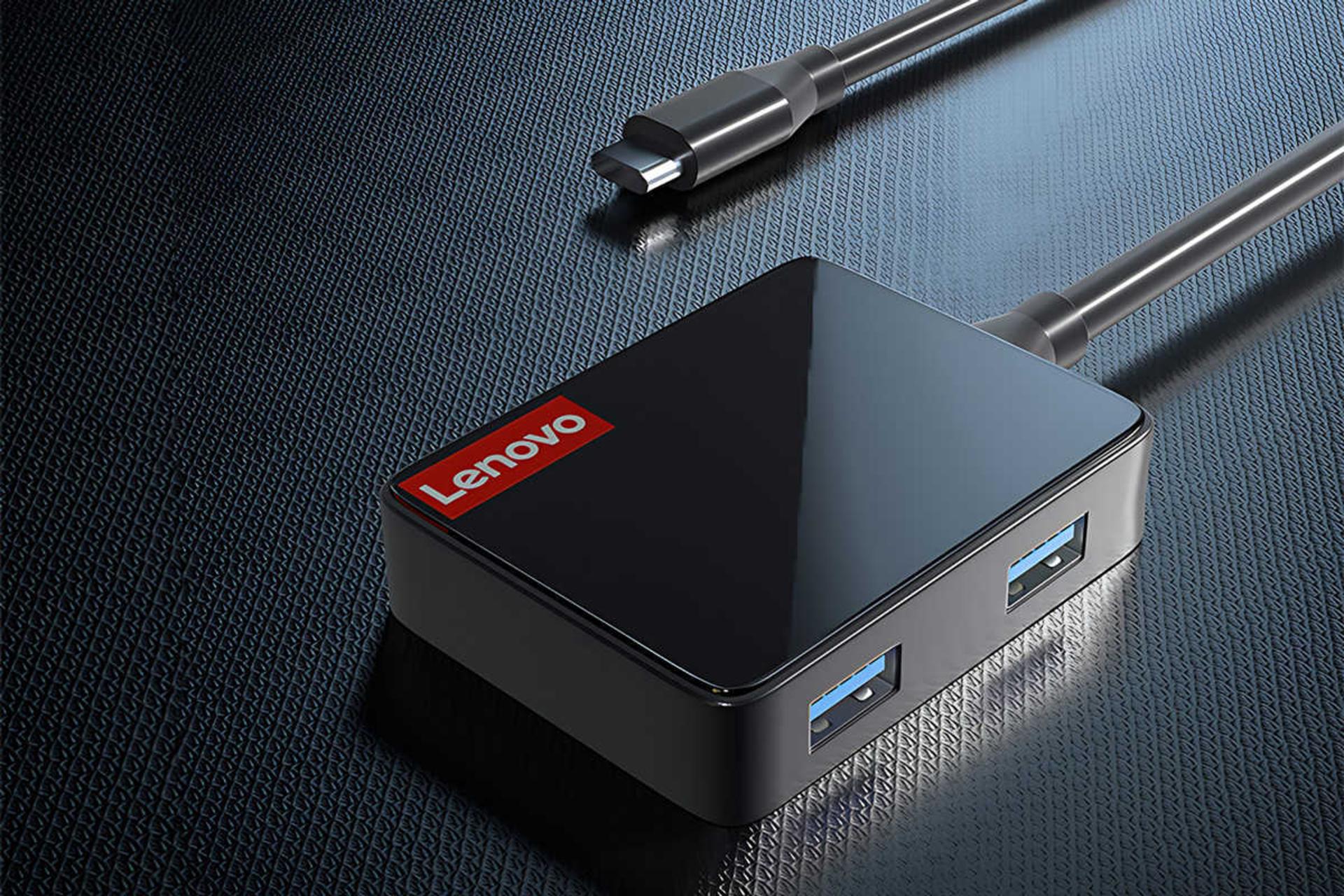 درگاه USB-A هاب USB-C لنوو 4 پورت مدل LP0802