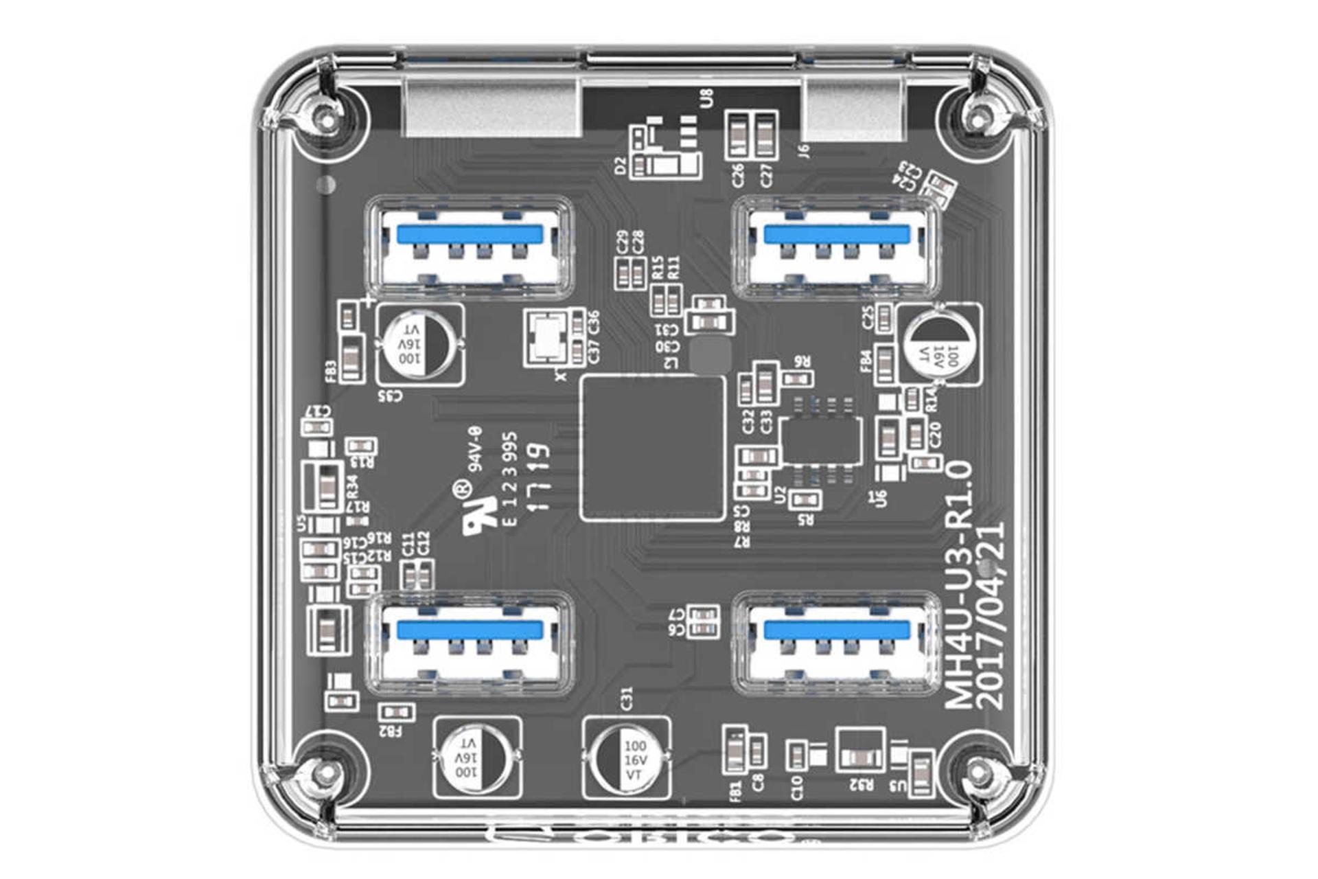 نمای باای هاب USB-A اوریکو 4 پورت مدل MH4U-U3