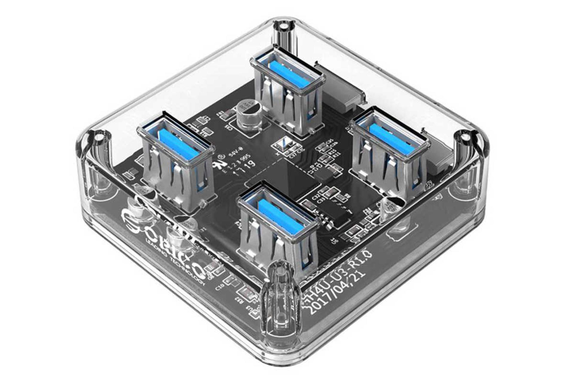 نمای سمت راست هاب USB-A اوریکو 4 پورت مدل MH4U-U3