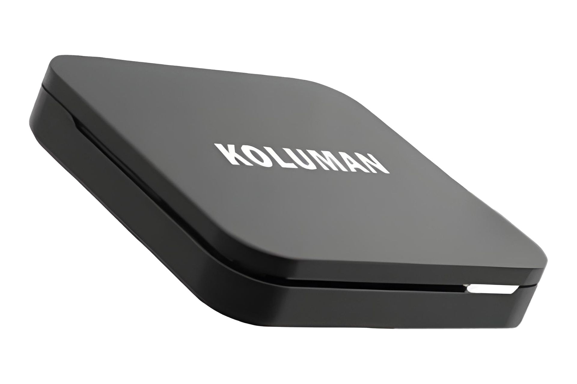 نمای نیمرخ اندروید باکس کلومن TV BOX PRO با نمایش لبه سمت راست و لوگوی پنل بالا