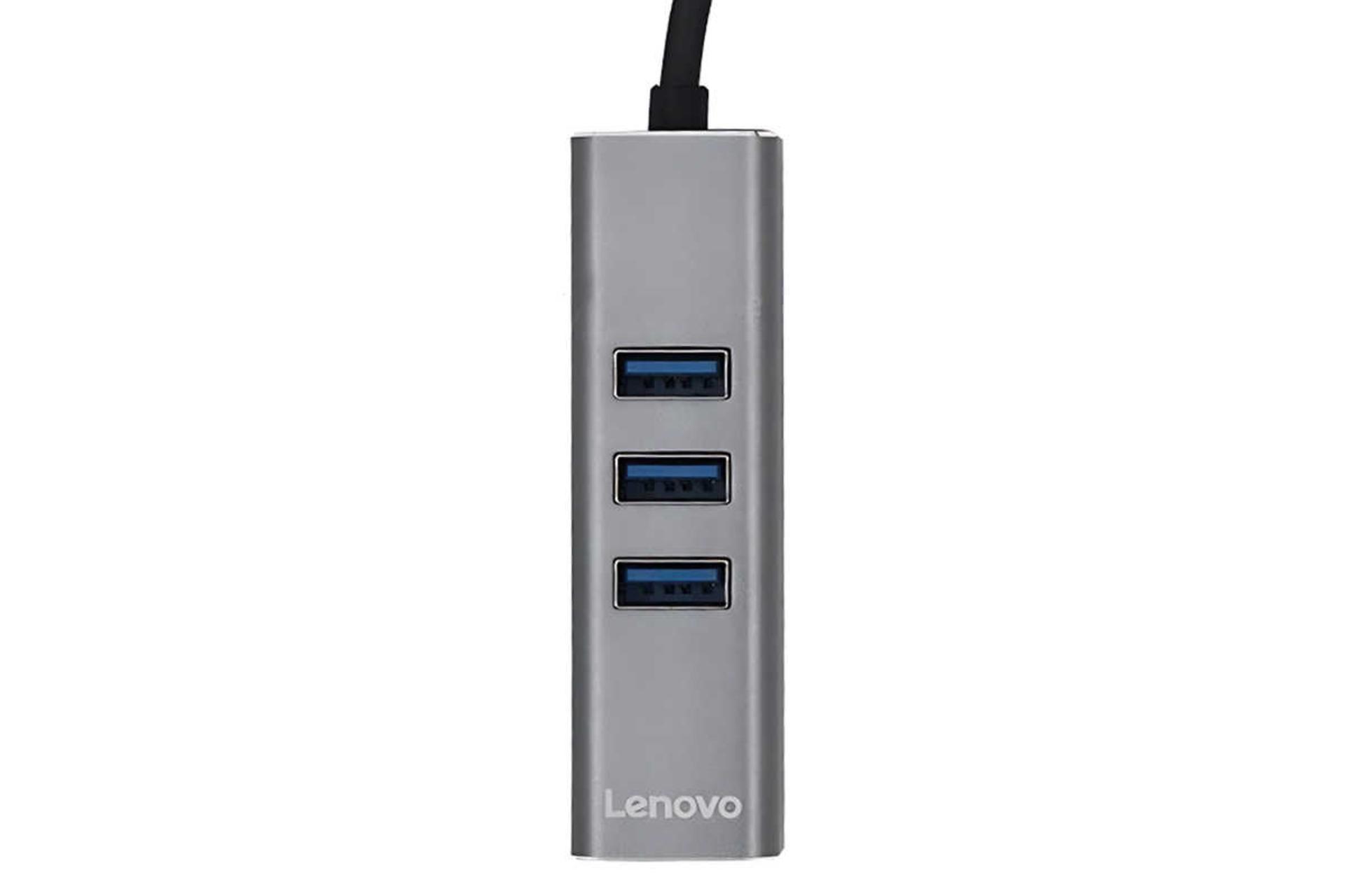 نمای بالای هاب USB-A لنوو 4 پورت مدل A615 رنگ خاکستری