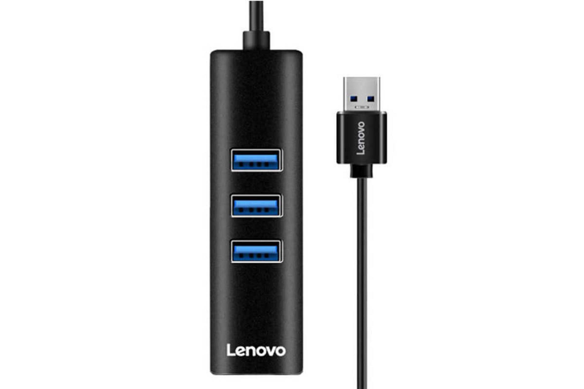 نمای بالای هاب USB-A لنوو 4 پورت مدل A615 رنگ مشکی