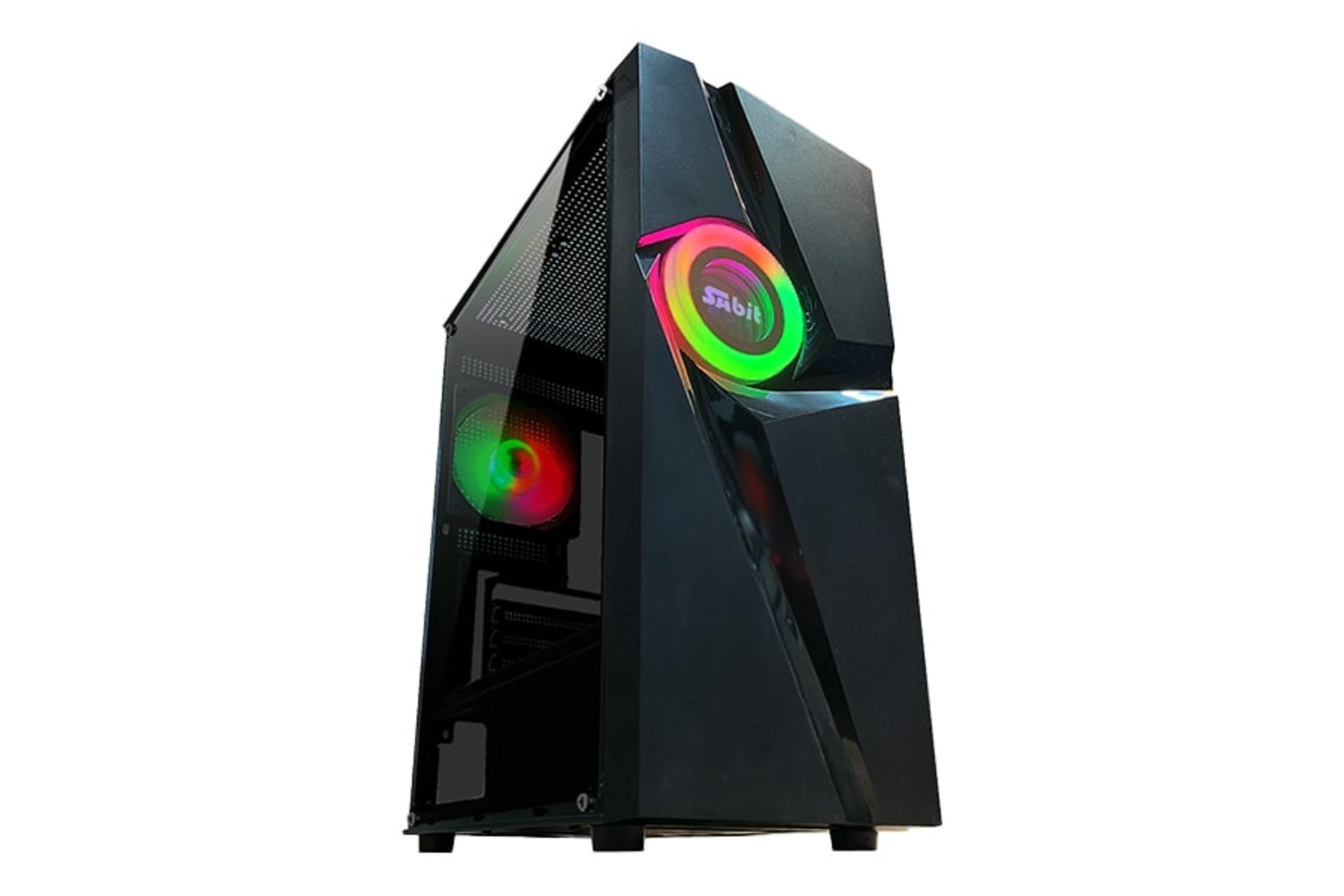 نمای نیمرخ کیس کامپیوتر سابیت CG-22 با نمایش پنل کناری و لوگوی پنل جلو