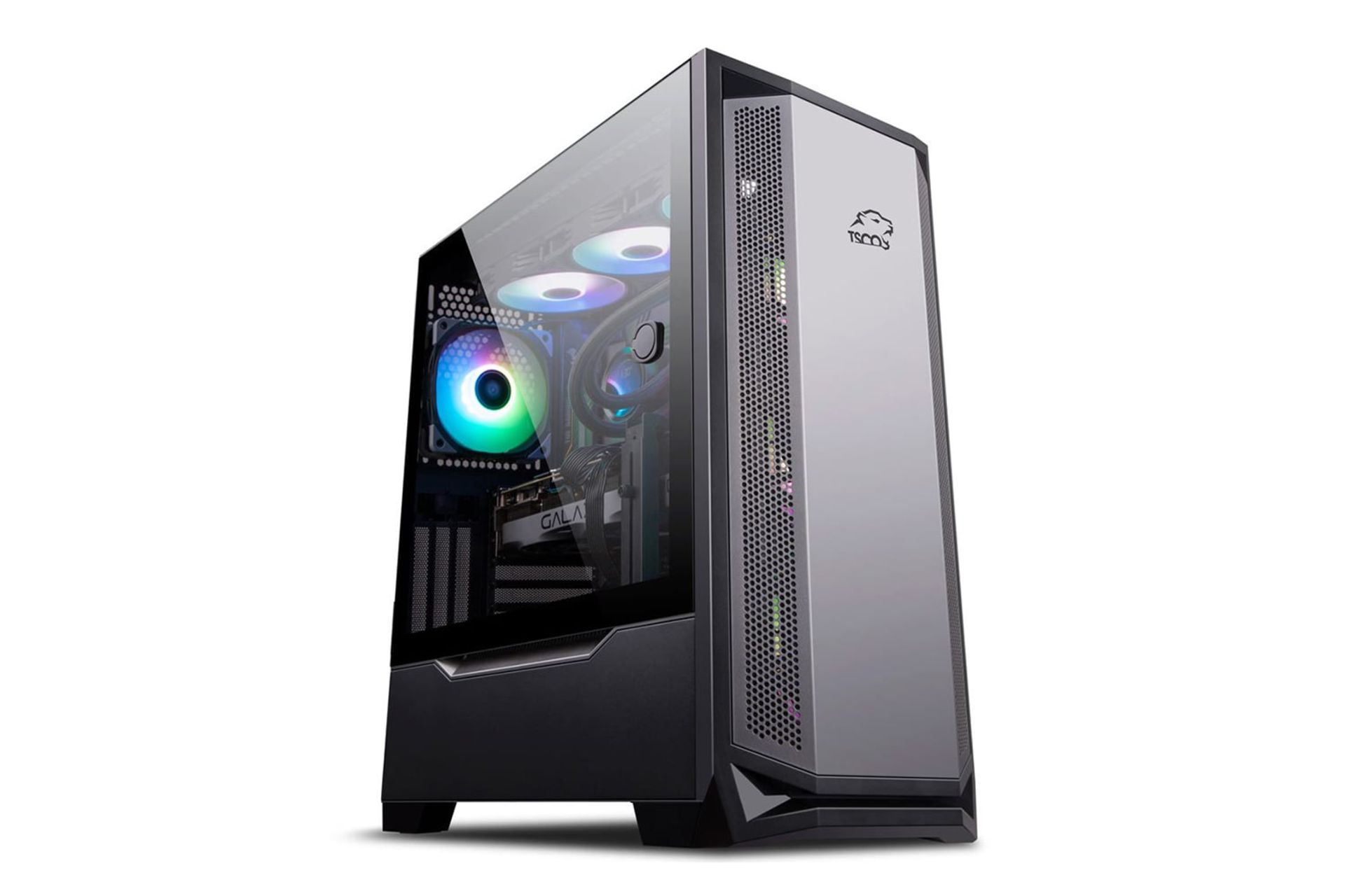 نمای نیمرخ کیس کامپیوتر تسکو GC 4496 با نمایش پنل جلو و سمت چپ