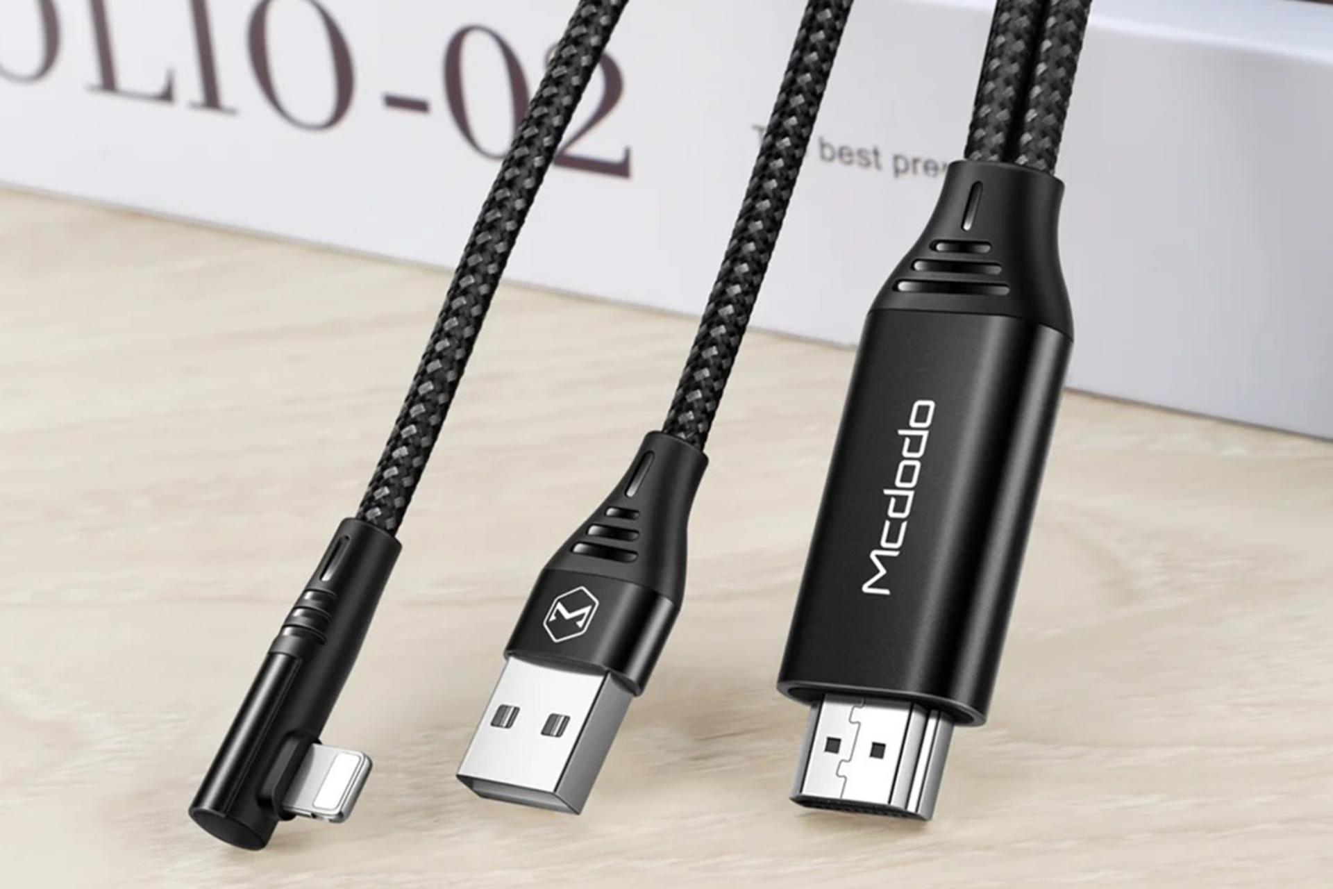 کابل مک دودو HDMI به Lightning مدل CA-640 4K از نمای روبرو