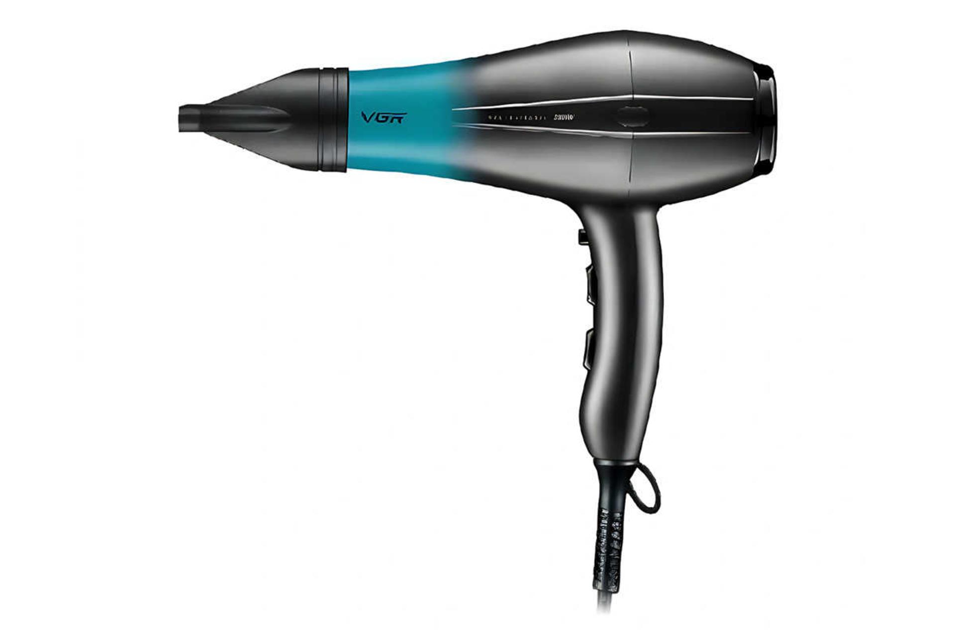 نمای سمت راست سشوار وی جی آر V-463 رنگ مشکی آبی