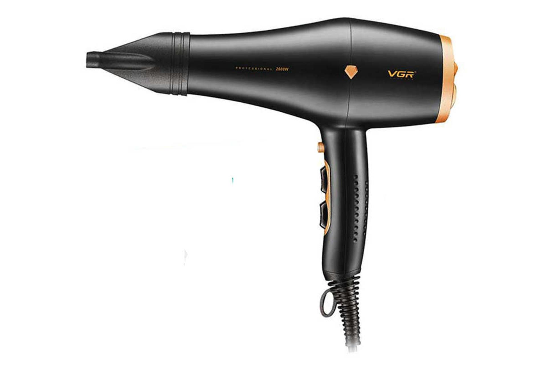 نمای سمت راست سشوار وی جی آر V-462 رنگ مشکی