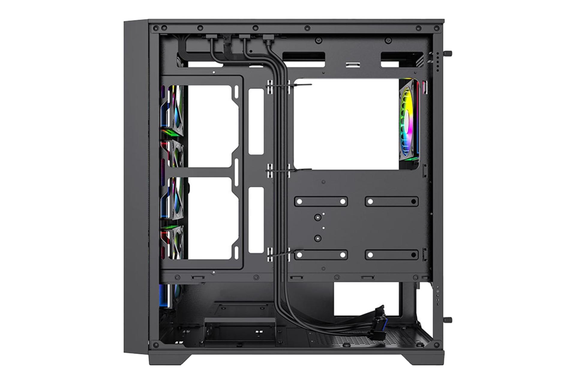 نمای داخلی پنل سمت راست کیس کامپیوتر لاجی کی C504B با نمایش محل نصب پاور و فضای مدیریت کابل