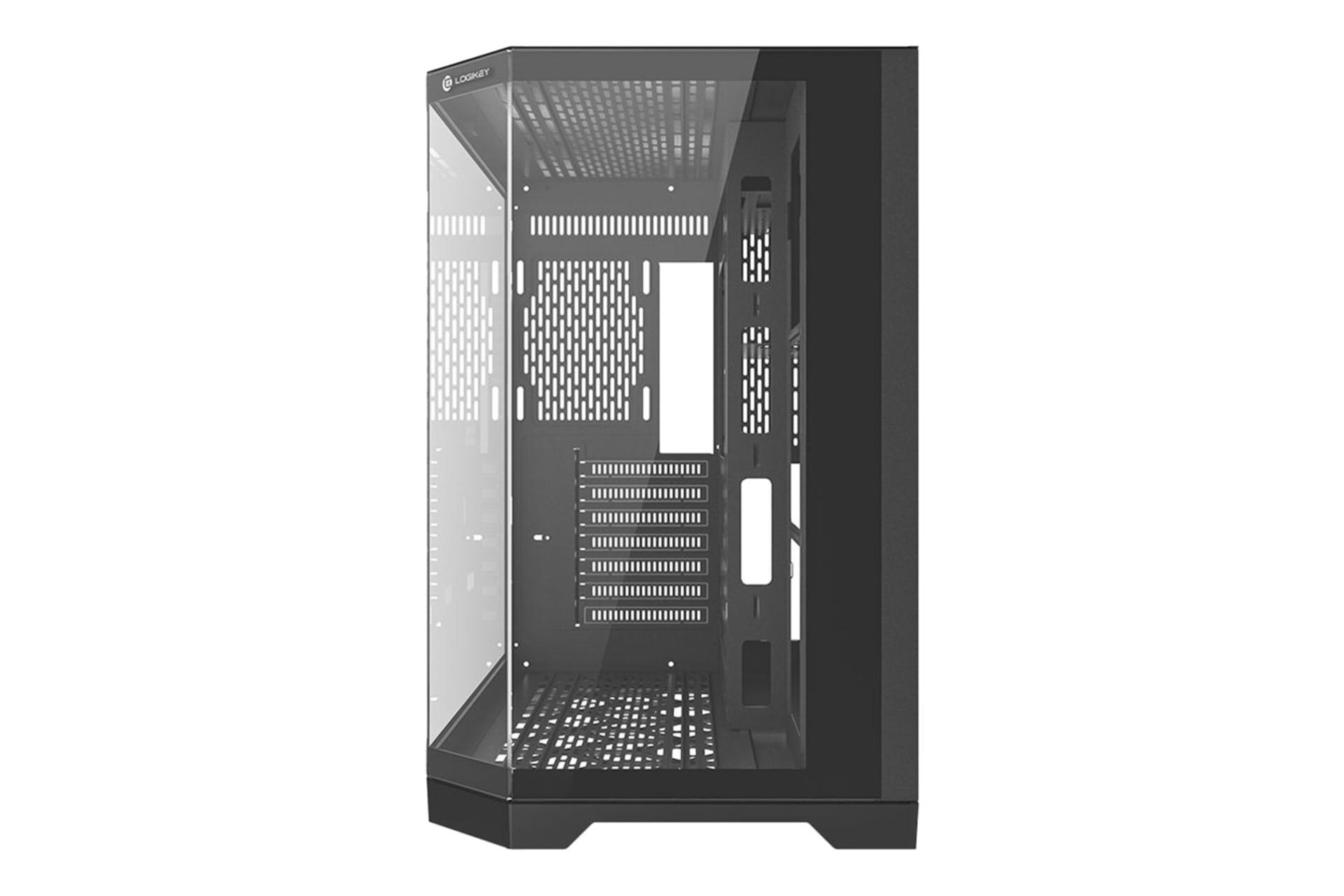 نمای رو به روی کیس کامپیوتر لاجی کی C565B با نمایش پنل جلو و لوگو