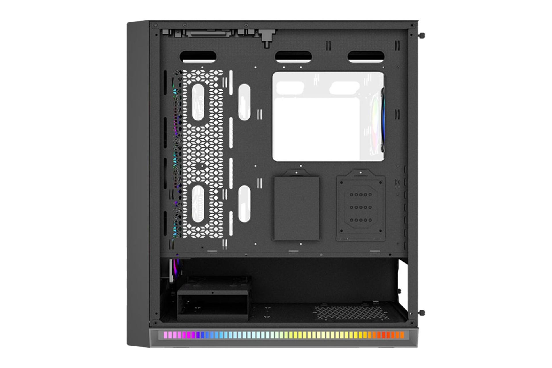 نمای داخلی پنل سمت راست کیس کامپیوتر لاجی کی C644B با نمایش محل نصب پاور و فضای مدیریت کابل