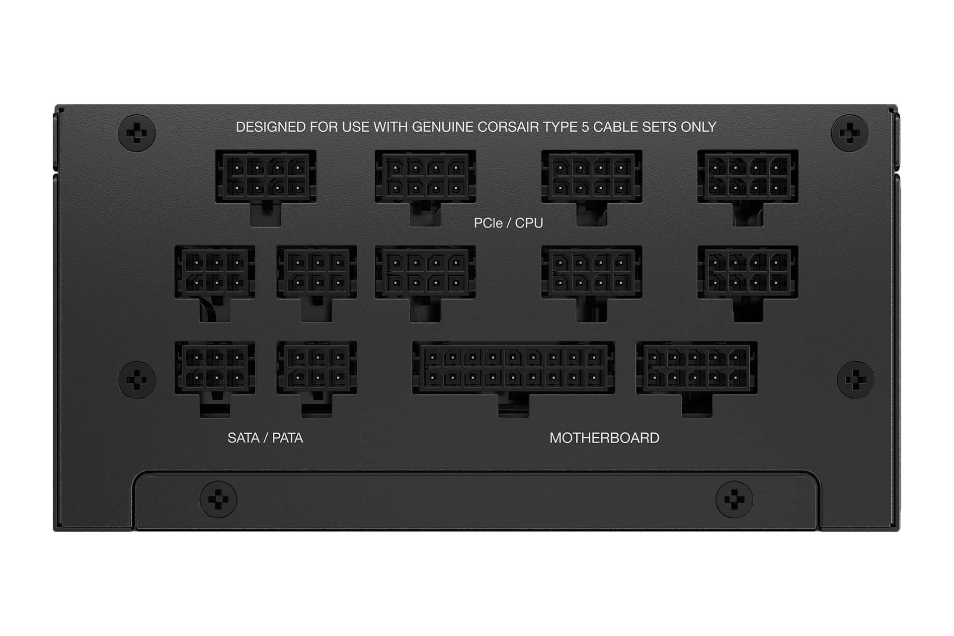 نمای پنل پشت پاور کامپیوتر کورسیر SF1000L با توان 1000 وات با نمایش درگاه و اتصالات