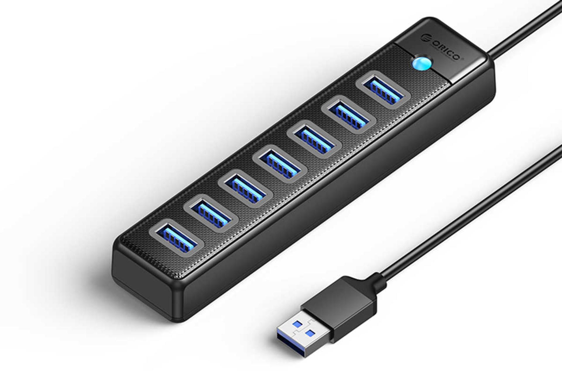 مرجع متخصصين ايران نماي سمت راست هاب USB-A اوريكو 7 پورت مدل PW7U-U3