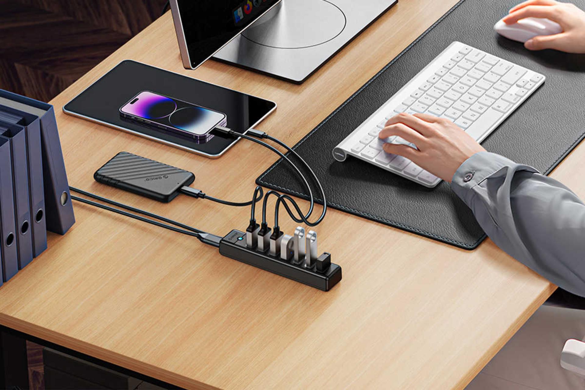 درگاه USB Type-A هاب USB-A اوریکو 7 پورت مدل PW7U-U3