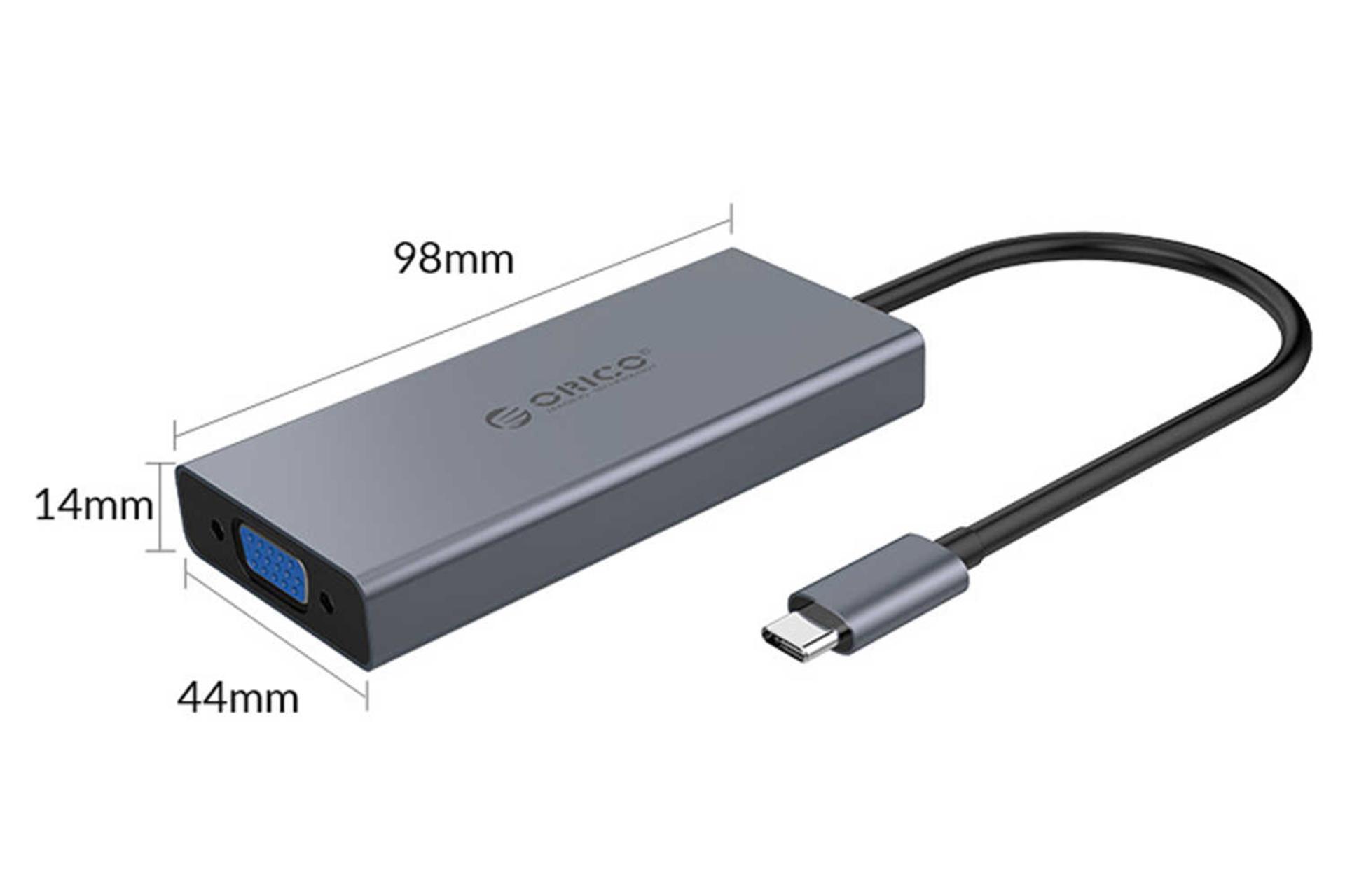 ابعاد و اندازه هاب USB-C اوریکو 5 پورت مدل MC-U501P