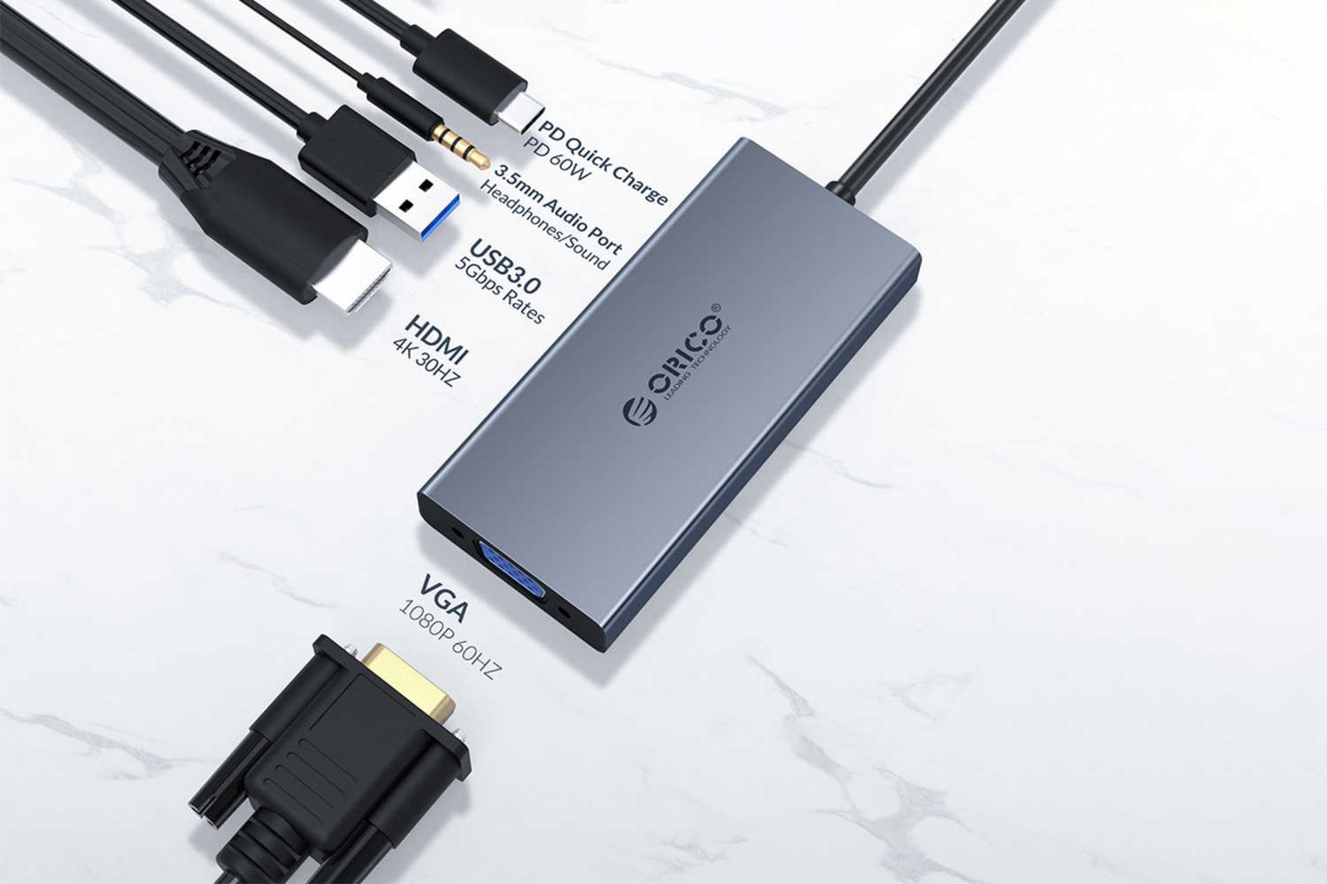 درگاه Type-C PD هاب USB-C اوریکو 5 پورت مدل MC-U501P