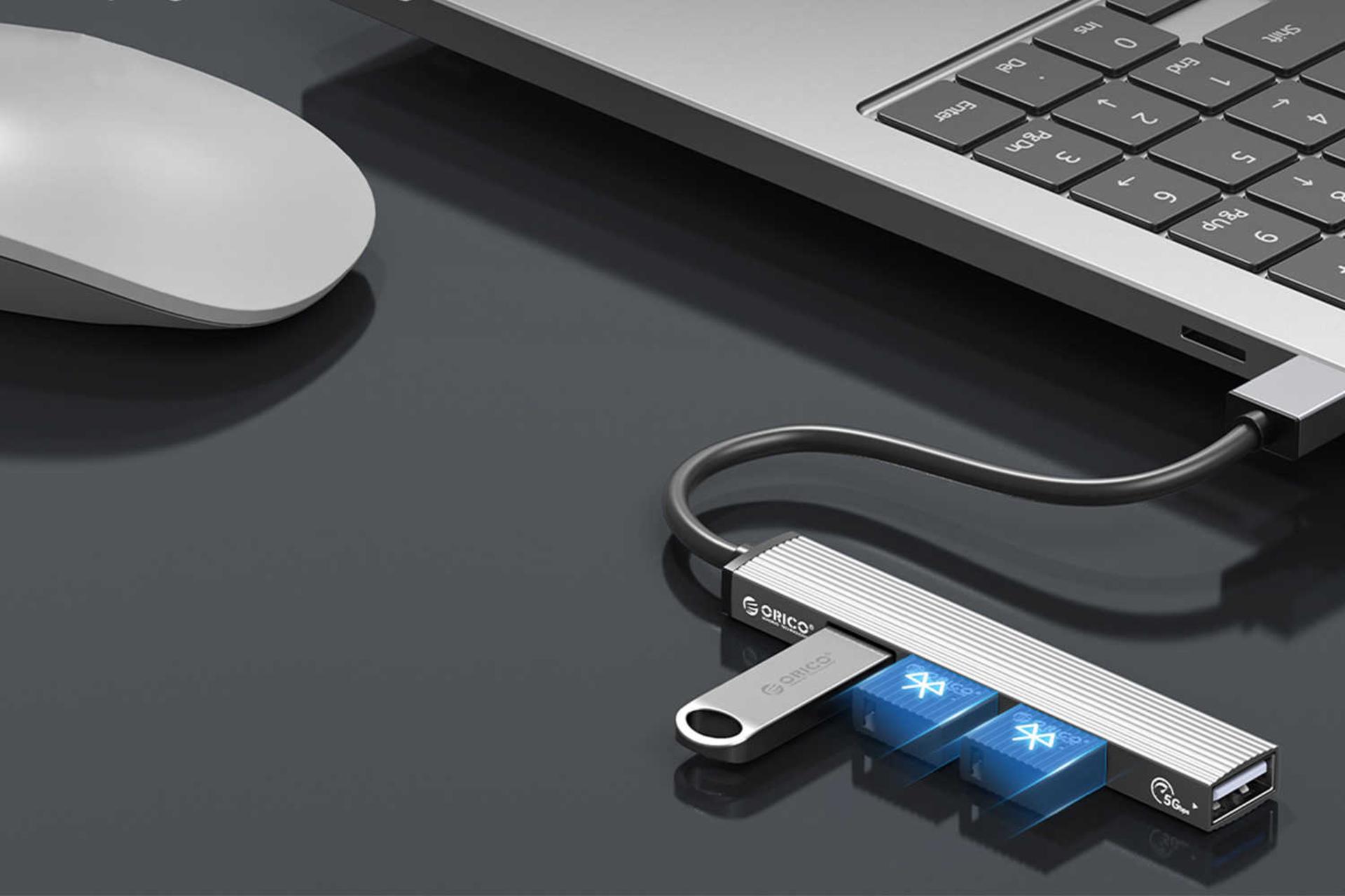 نمای سمت چپ هاب USB-A اوریکو 4 پورت مدل AH-A12F