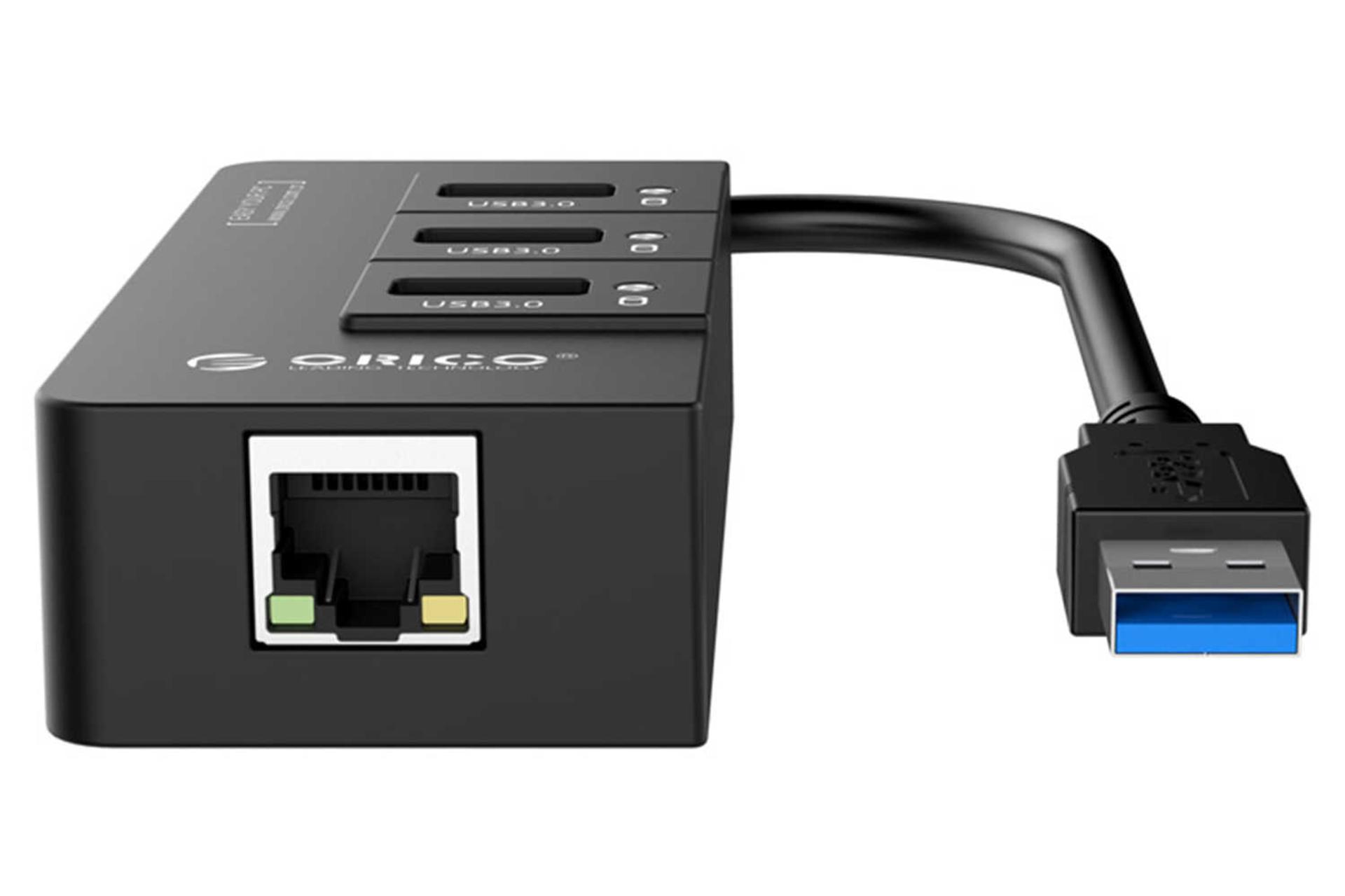 نمای جلوی هاب USB-A اوریکو 4 پورت مدل HR01-U3