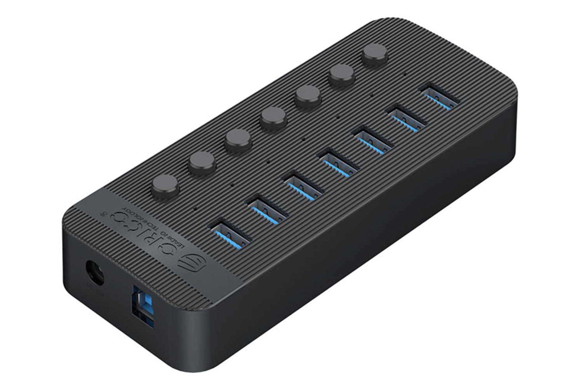 مرجع متخصصين ايران نماي سمت راست هاب USB-A اوريكو 7 پورت مدل CT2U3-7AB رنگ مشكي
