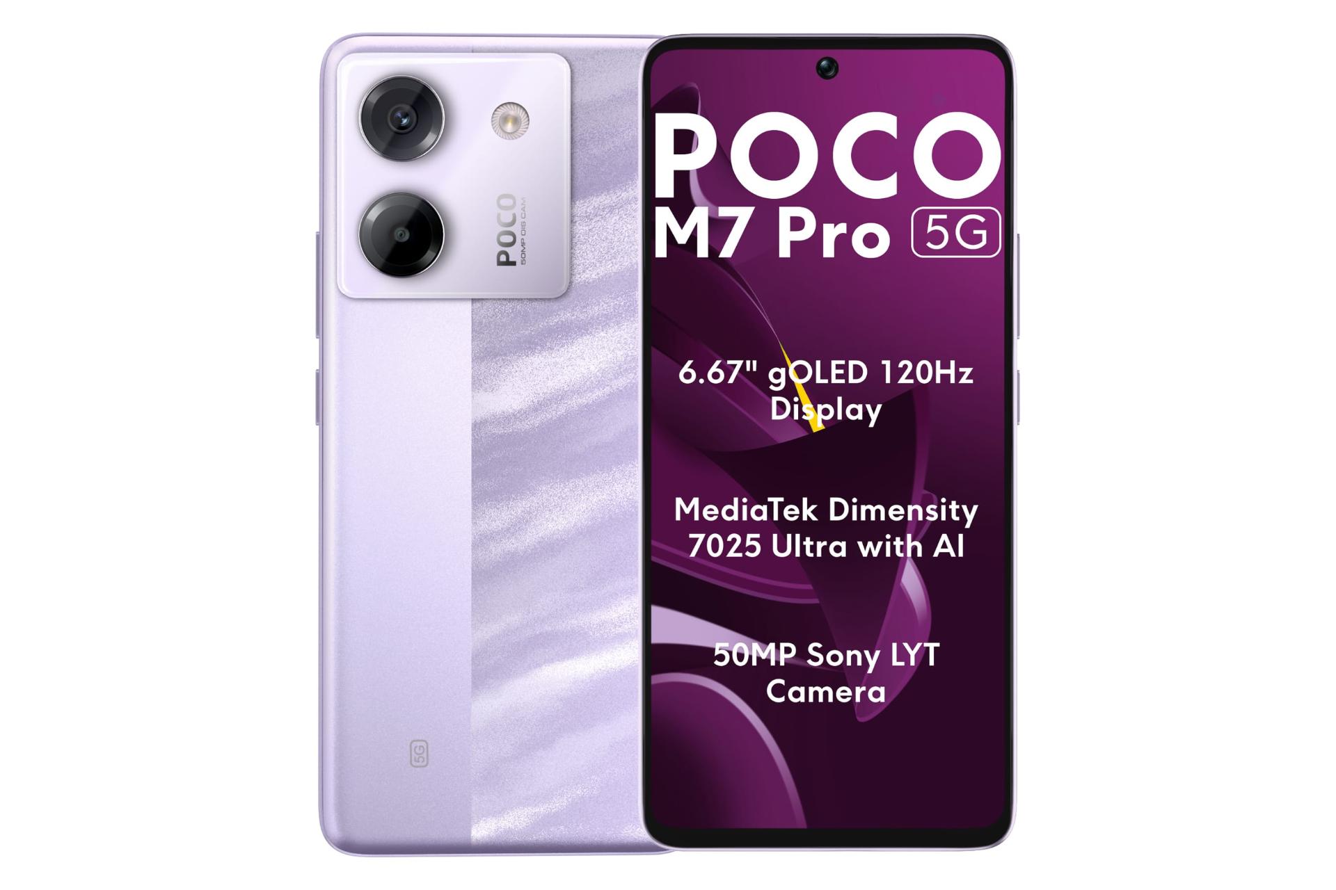 پنل جلو و پشت گوشی موبایل پوکو M7 پرو شیائومی 5G ارغوانی / Xiaomi Poco M7 Pro 5G