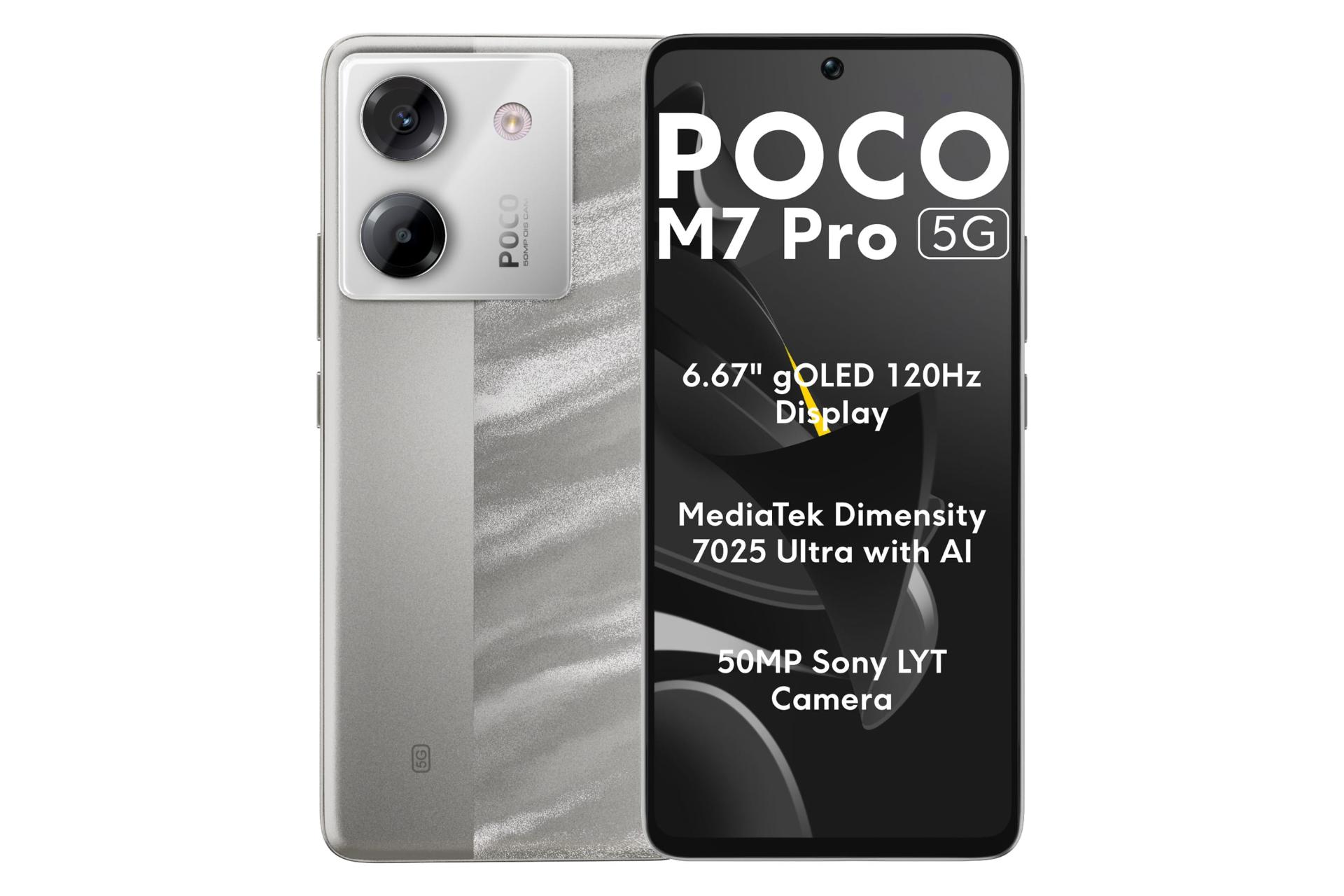 پنل جلو و پشت گوشی موبایل پوکو M7 پرو شیائومی 5G نقره ای / Xiaomi Poco M7 Pro 5G
