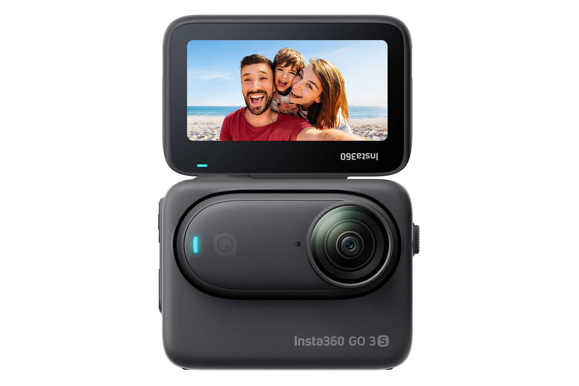 دوربین اینستا Insta360 GO 3S به همراه اکشن پاد رنگ مشکی نمای جلو