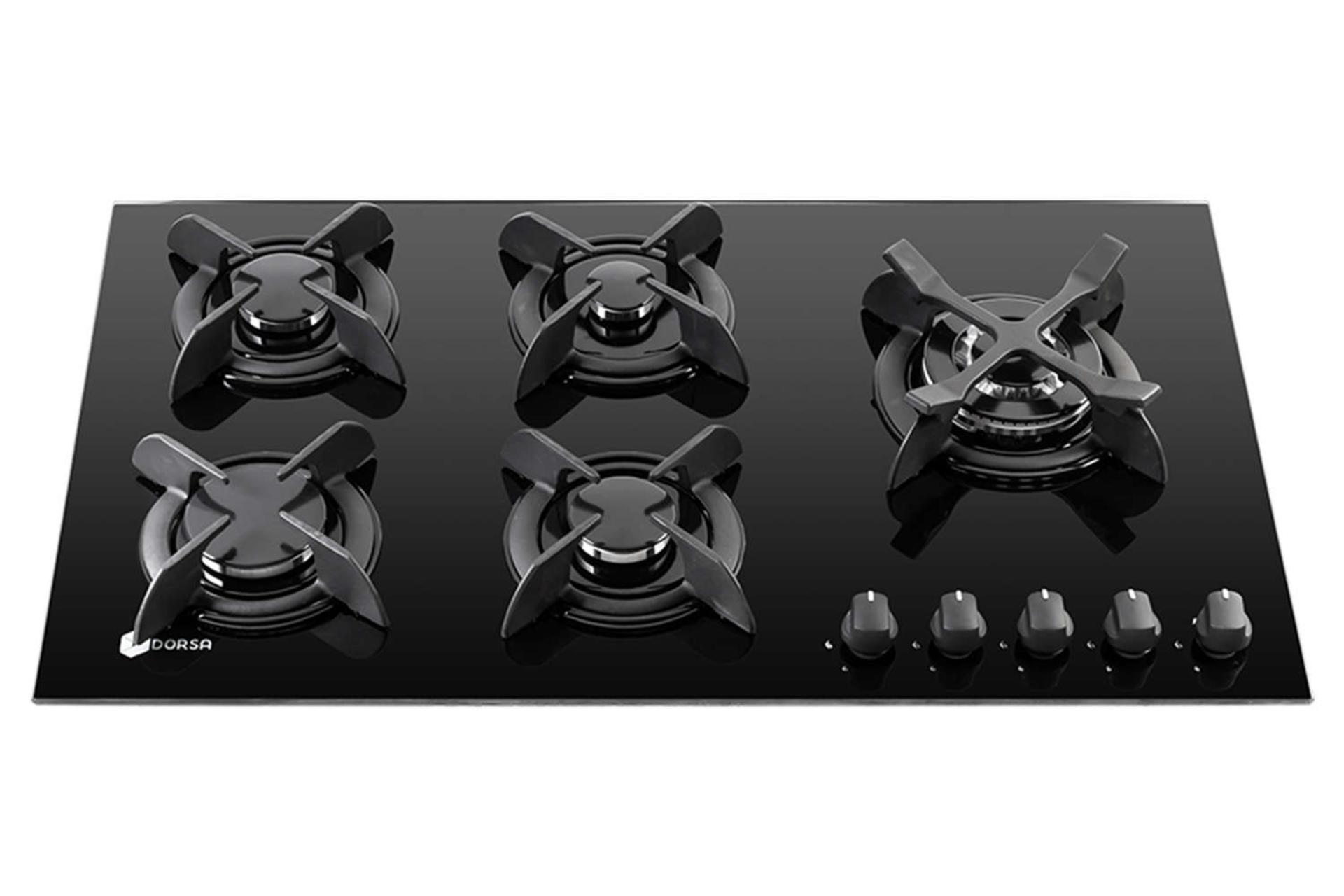 نمای جلوی اجاق گاز صفحه ای درسا آرتا DG2103-5R رنگ مشکی