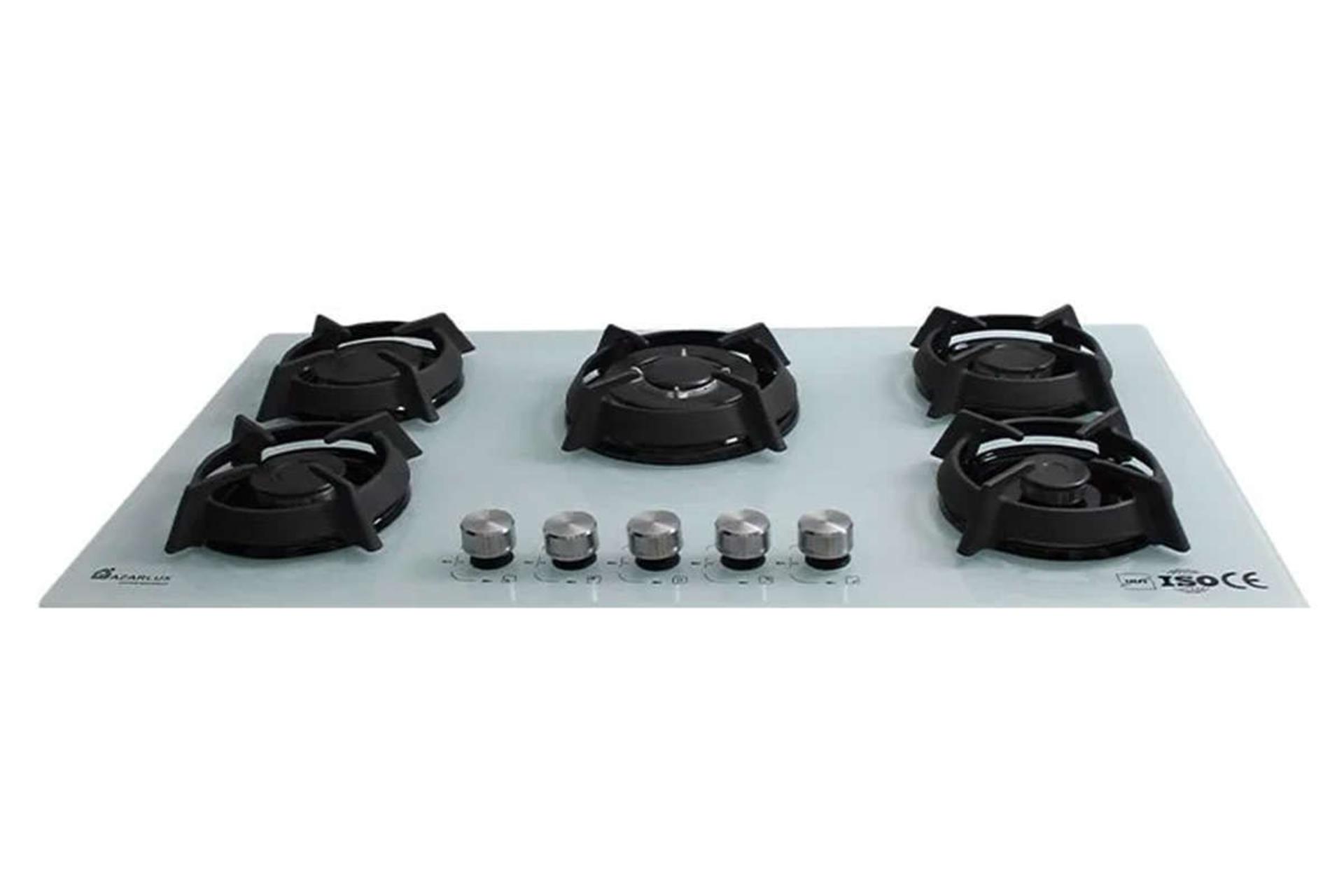 نمای جلوی اجاق گاز صفحه ای آذرلوکس G05NL-C19W رنگ سفید