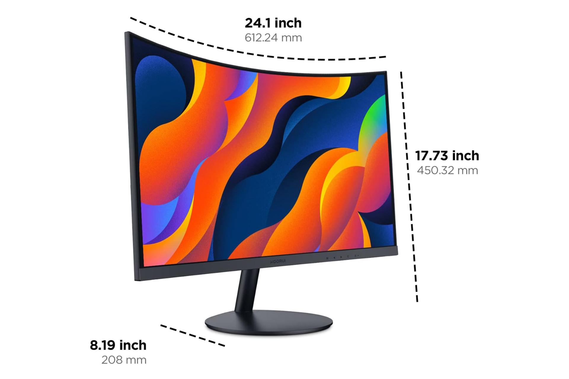 ابعاد و اندازه مانیتور کووری 27 اینچ مدل 27N5C
