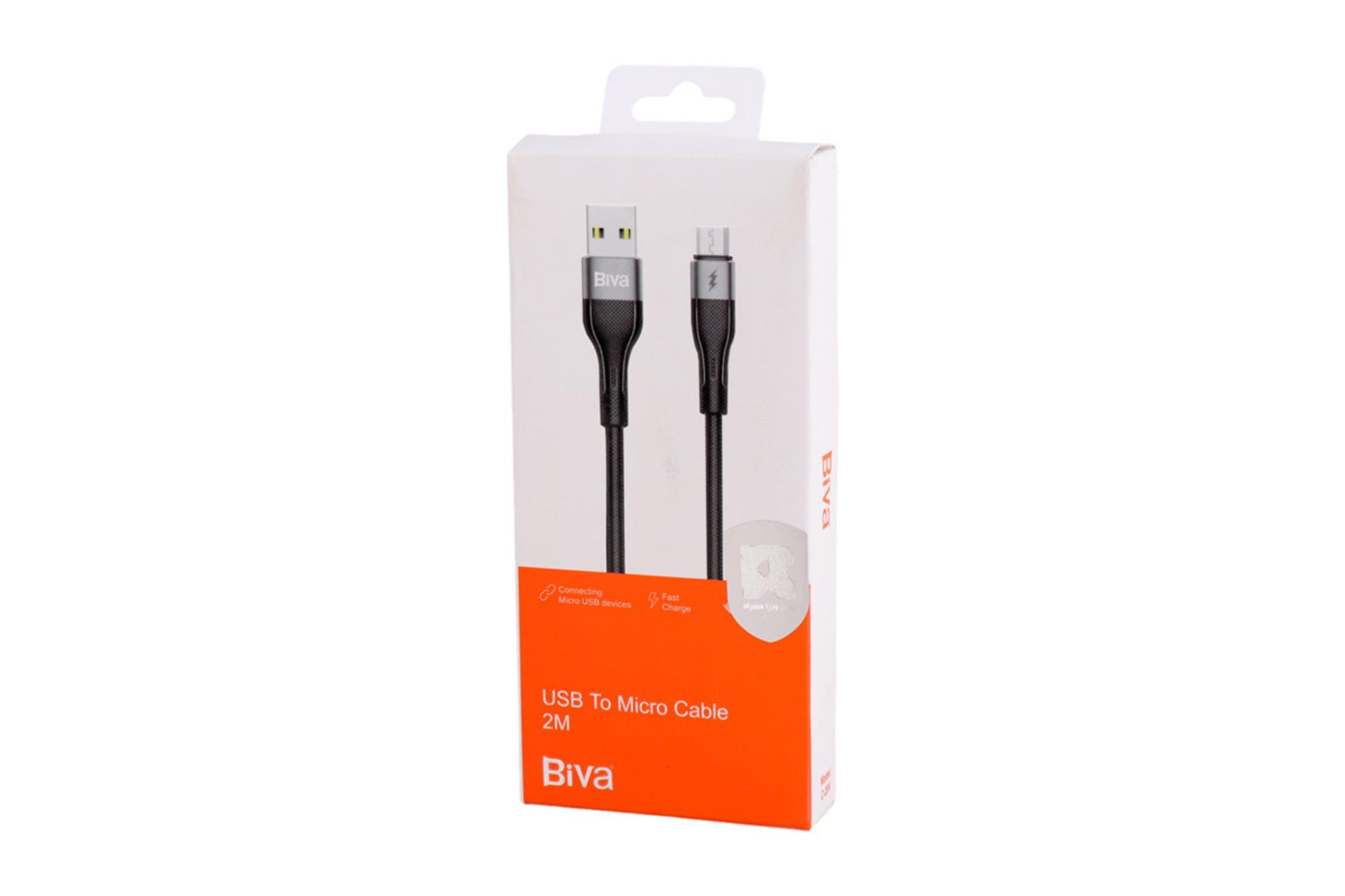 جعبه کابل شارژ USB بیوا Type-A به Micro-USB مدل C-20V با طول 2 متر