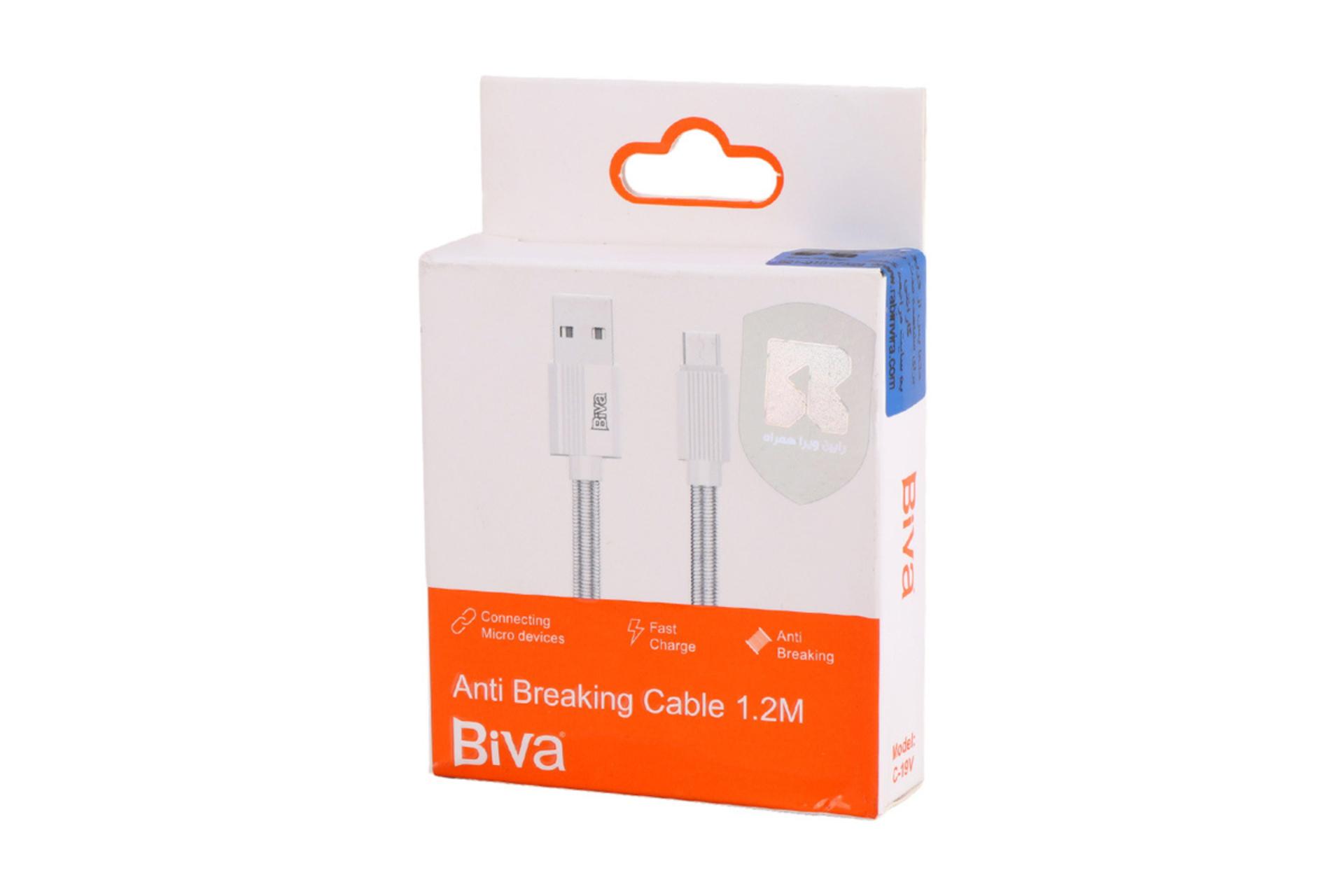 جعبه کابل شارژ USB بیوا Type-A به Micro-USB مدل C-19V با طول 1.2 متر